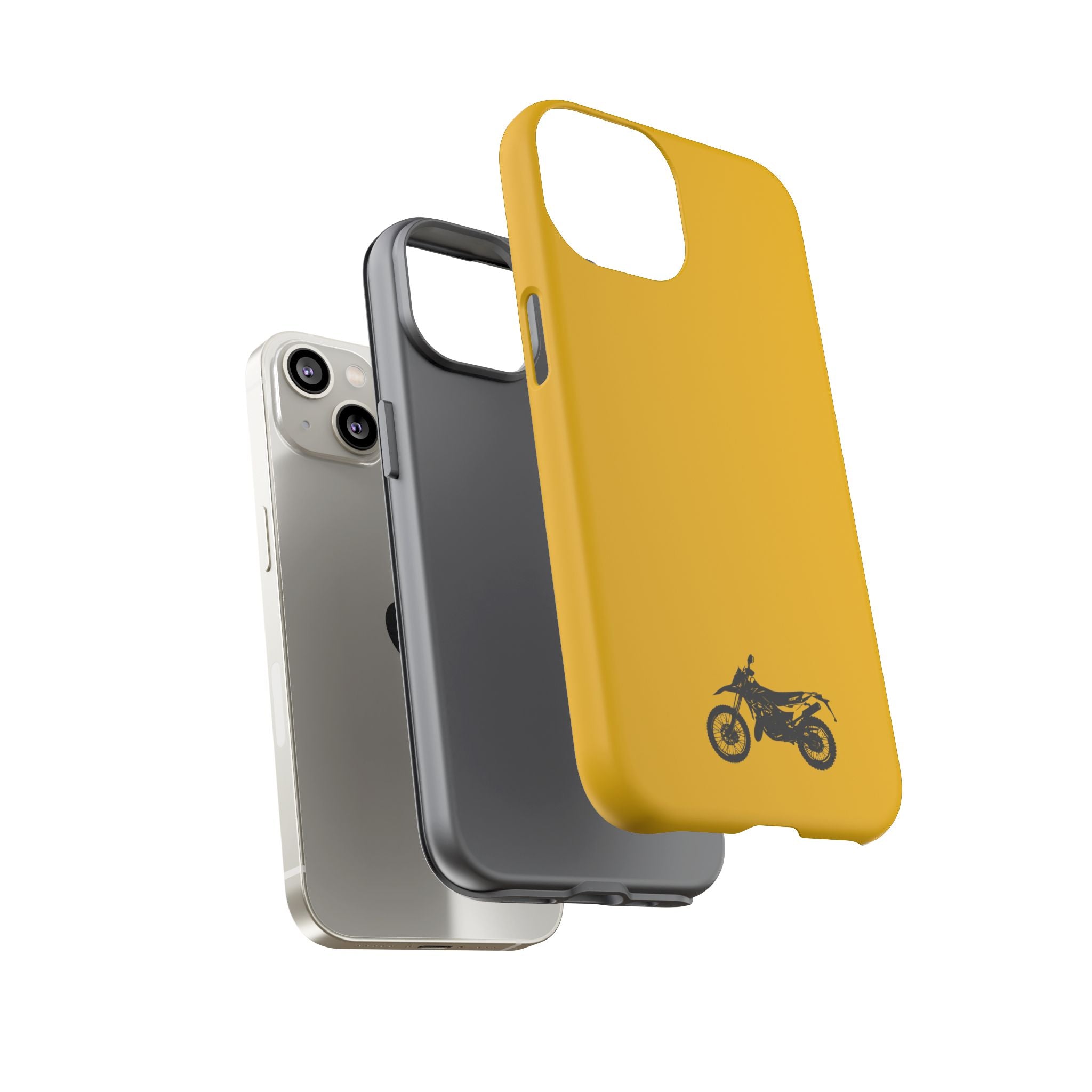 Motorcycle Phone Case, Tough Phone Cover, Gift for Bikers, Durable Tech Accessory, Yellow Motorcycle Design