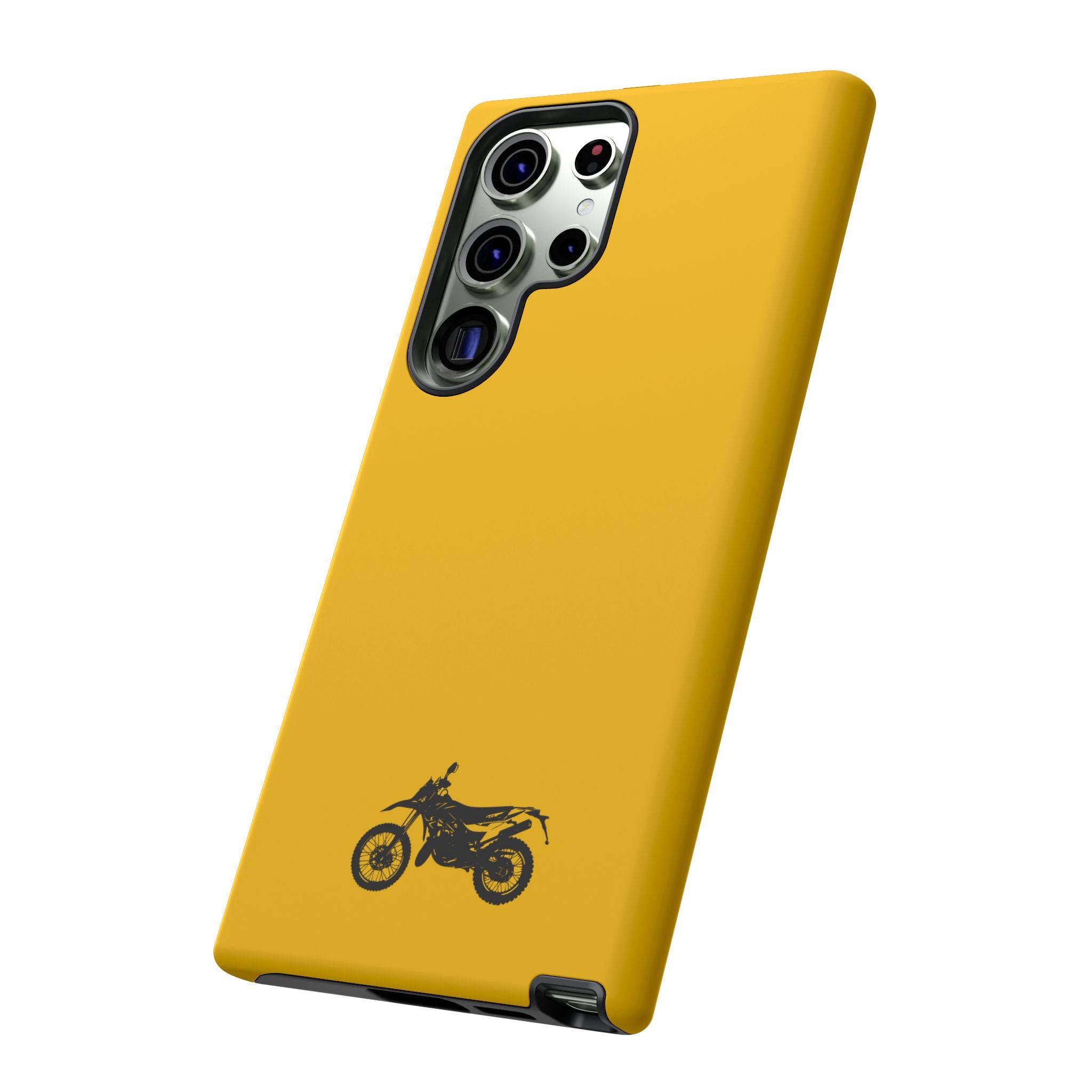 Motorcycle Phone Case, Tough Phone Cover, Gift for Bikers, Durable Tech Accessory, Yellow Motorcycle Design