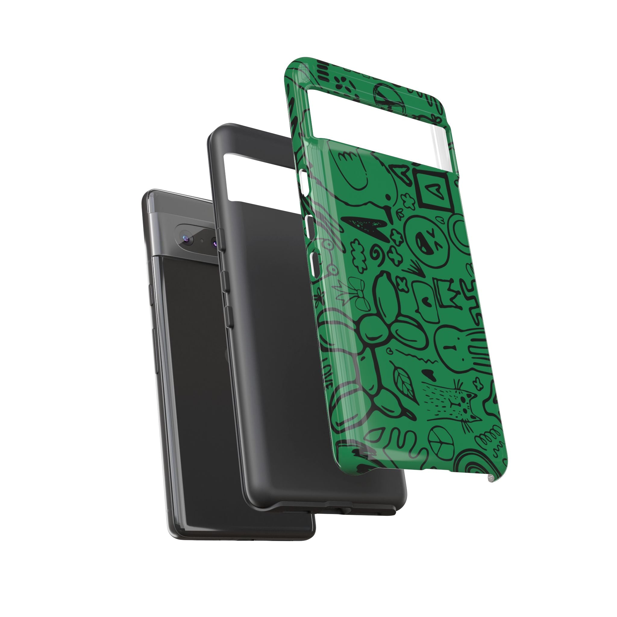 Playful Phone Case, Vibrant Green Tough Case, Quirky Graphic Design, Unique Gift for Kids, Fun Accessories, Christmas, Birthday