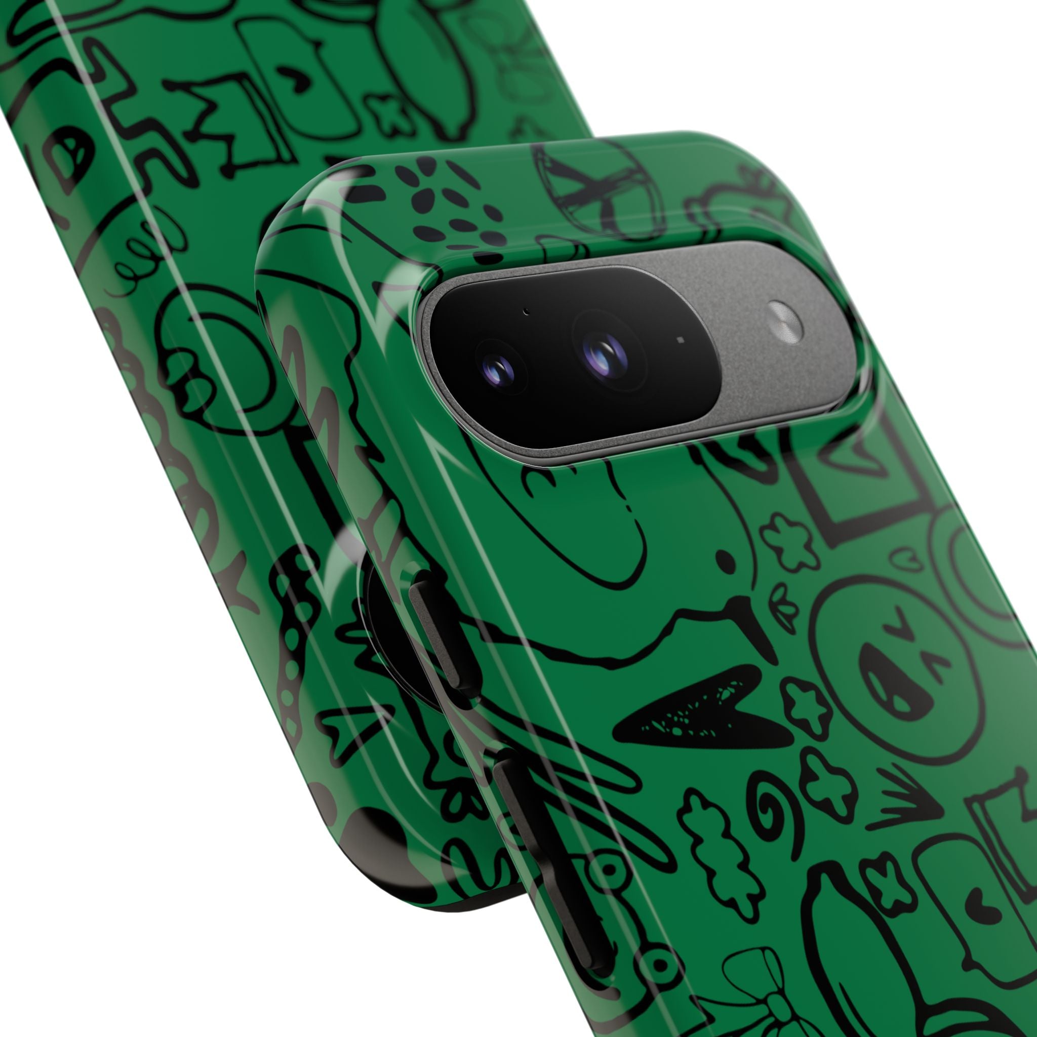 Playful Phone Case, Vibrant Green Tough Case, Quirky Graphic Design, Unique Gift for Kids, Fun Accessories, Christmas, Birthday