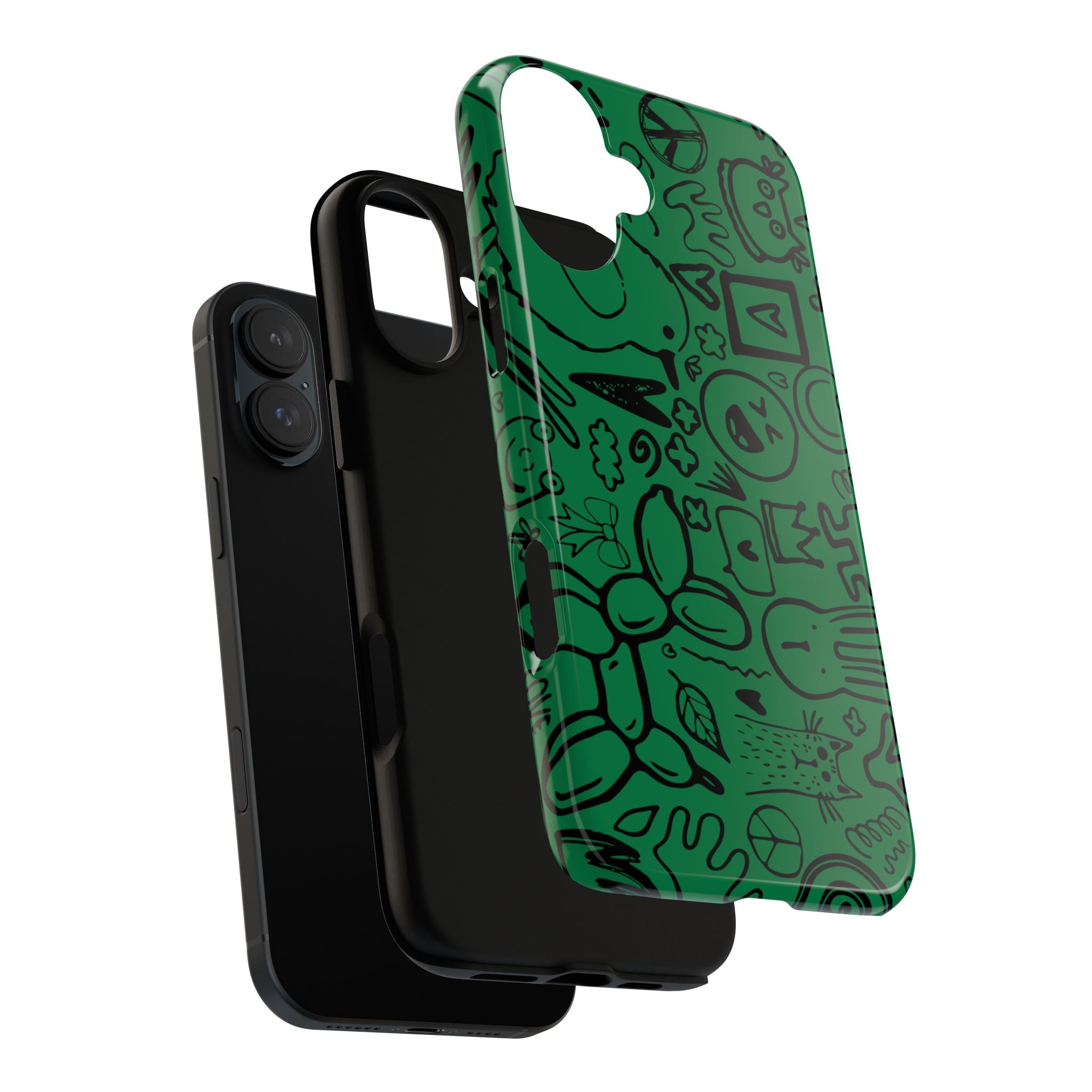 Playful Phone Case, Vibrant Green Tough Case, Quirky Graphic Design, Unique Gift for Kids, Fun Accessories, Christmas, Birthday