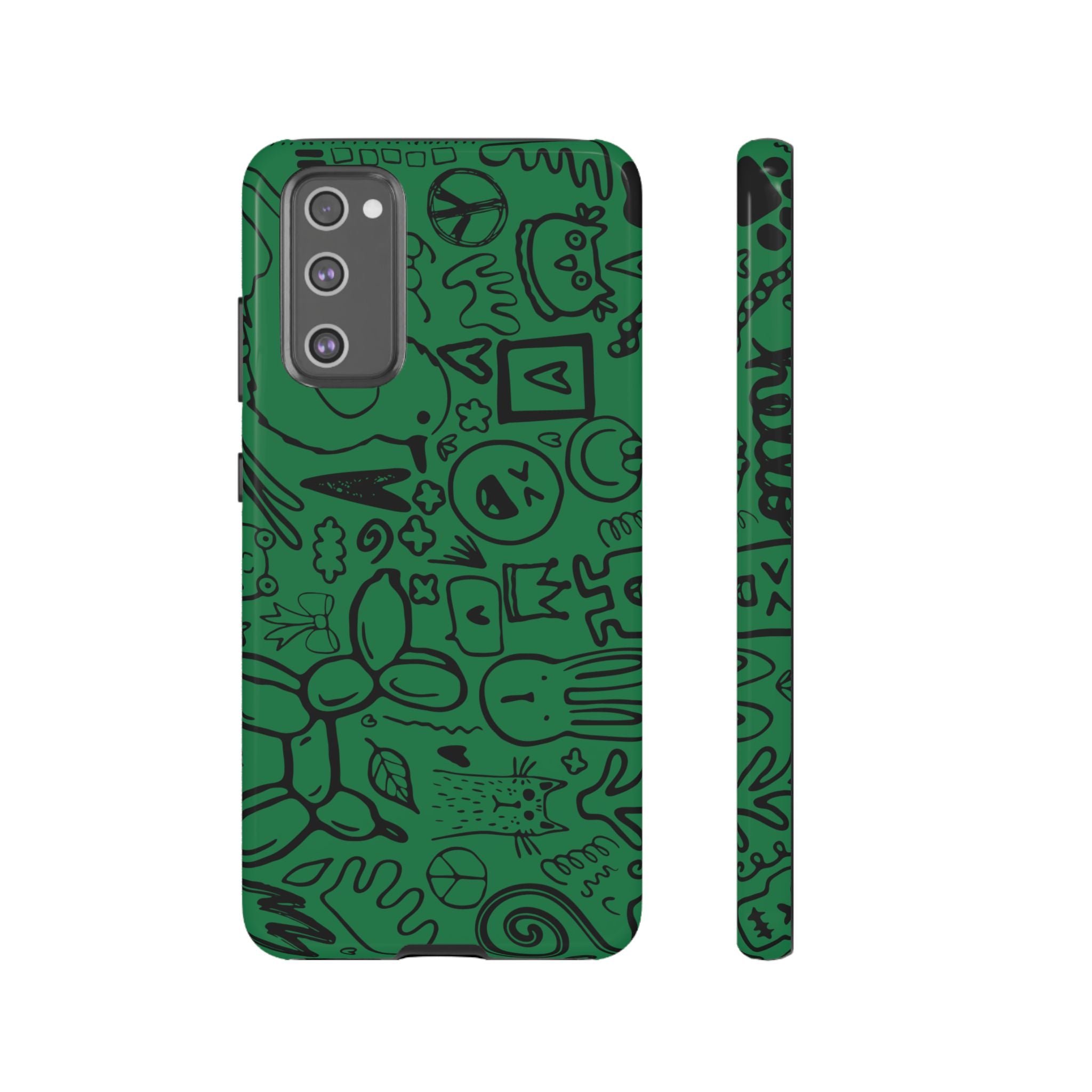 Playful Phone Case, Vibrant Green Tough Case, Quirky Graphic Design, Unique Gift for Kids, Fun Accessories, Christmas, Birthday