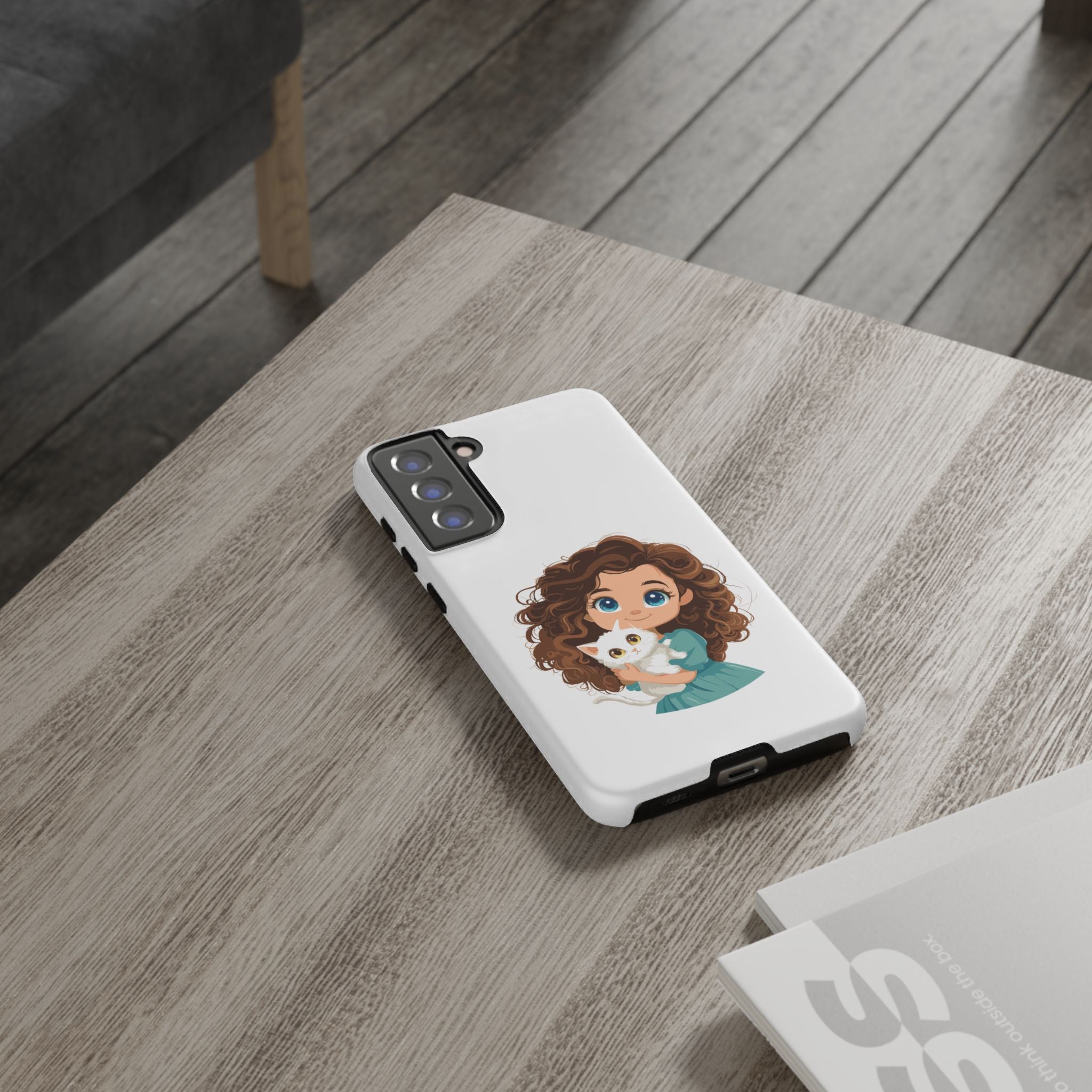 Cute Cat Lover Phone Case, Tough Phone Cover, Pet Lover Gift, Personalized Gift, Kids Phone Case, Animal Lover Accessories