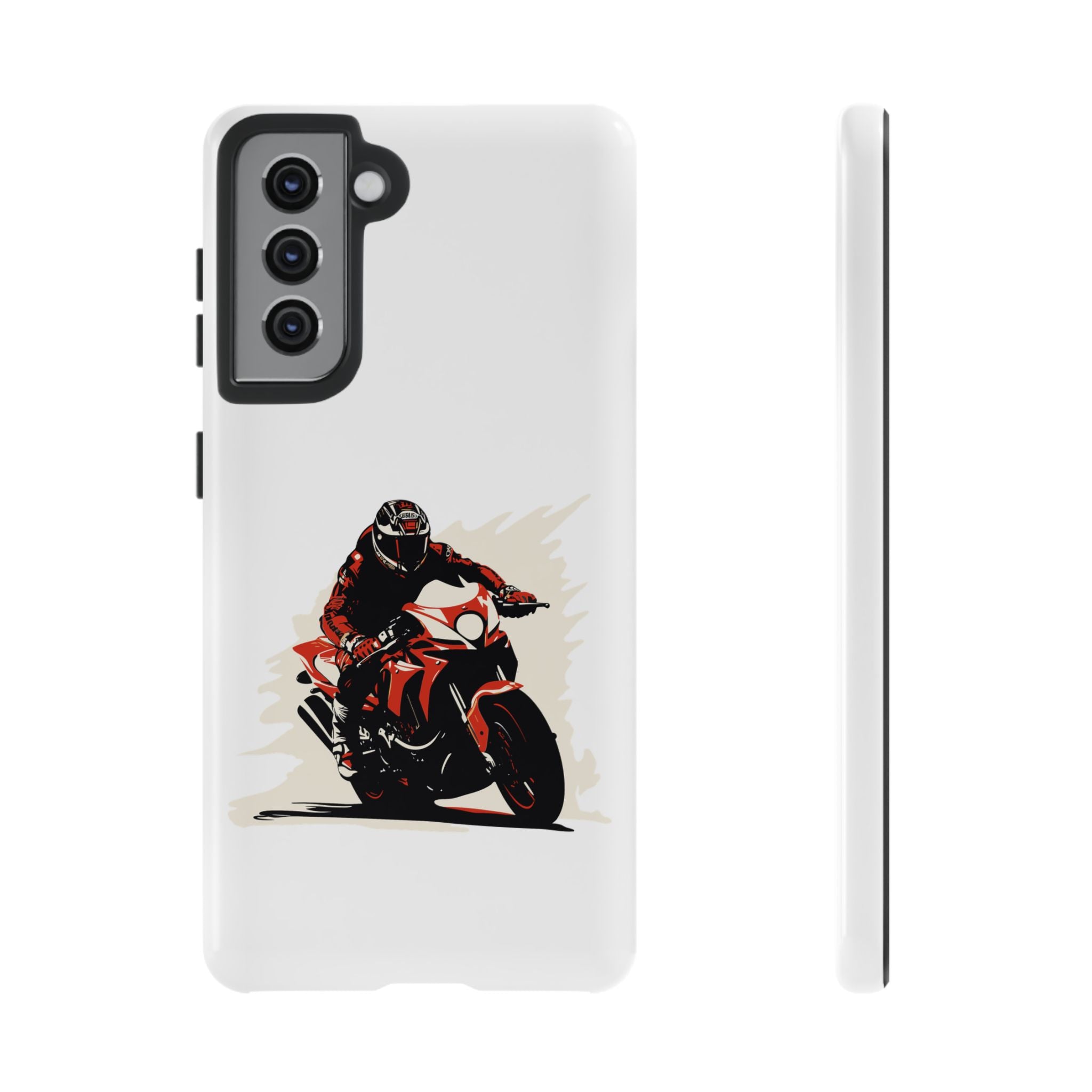 Motorcycle Phone Case, Tough Cases for Riders, Biker Accessory, Gifts for Motorcyclists, Red Bike Design