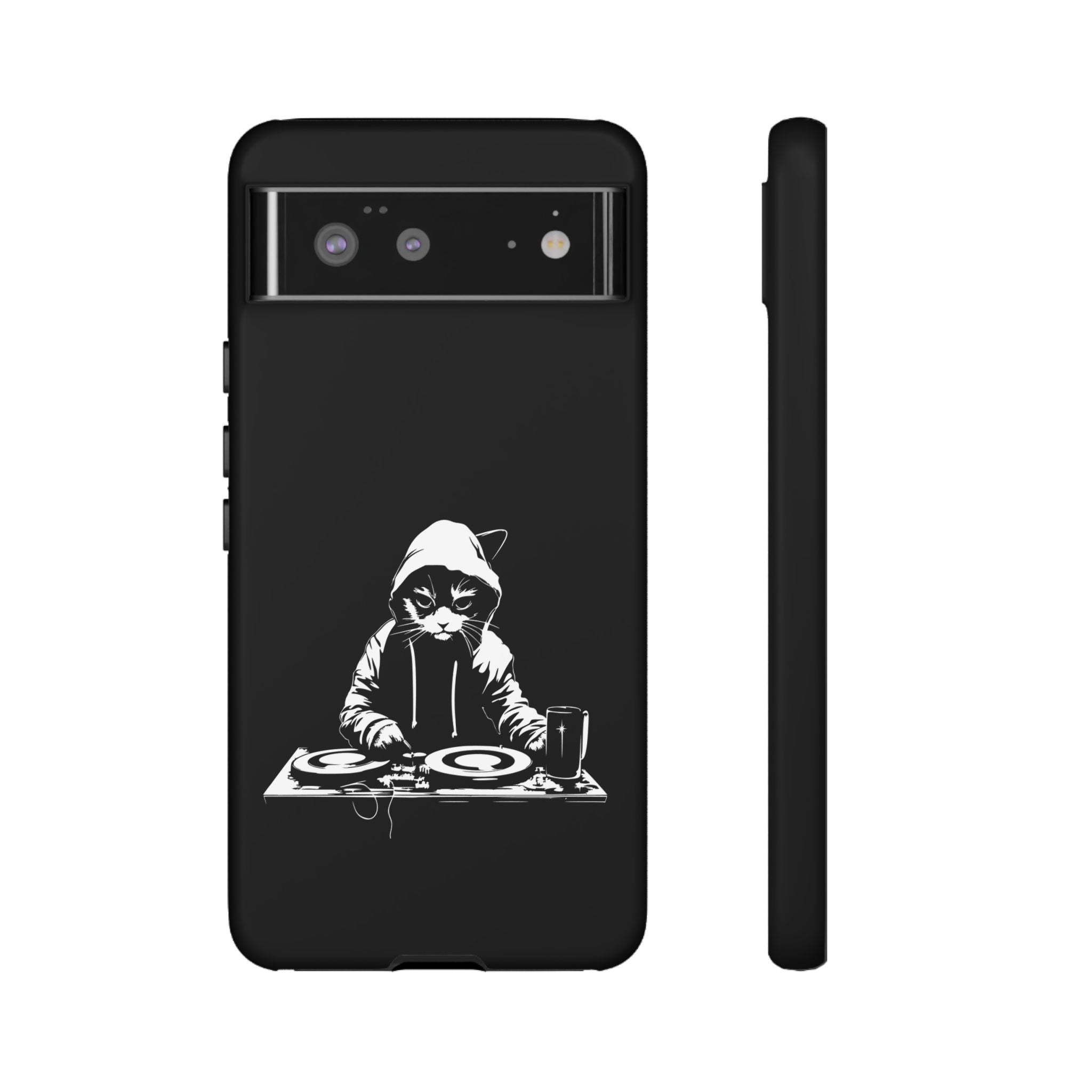DJ Cat Phone Case, Tough Phone Cover, Pet Lover Gift, Music Enthusiast Accessory, Cute Cat Decor, Unique Case Design