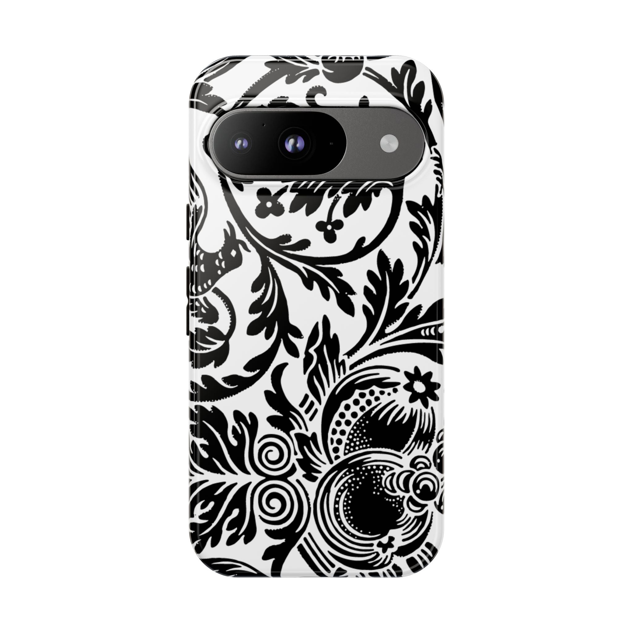 Elegant Black Floral Phone Case, Tough Cases, Stylish Phone Protection, Gift for Her, Floral Design, Trendy Accessories