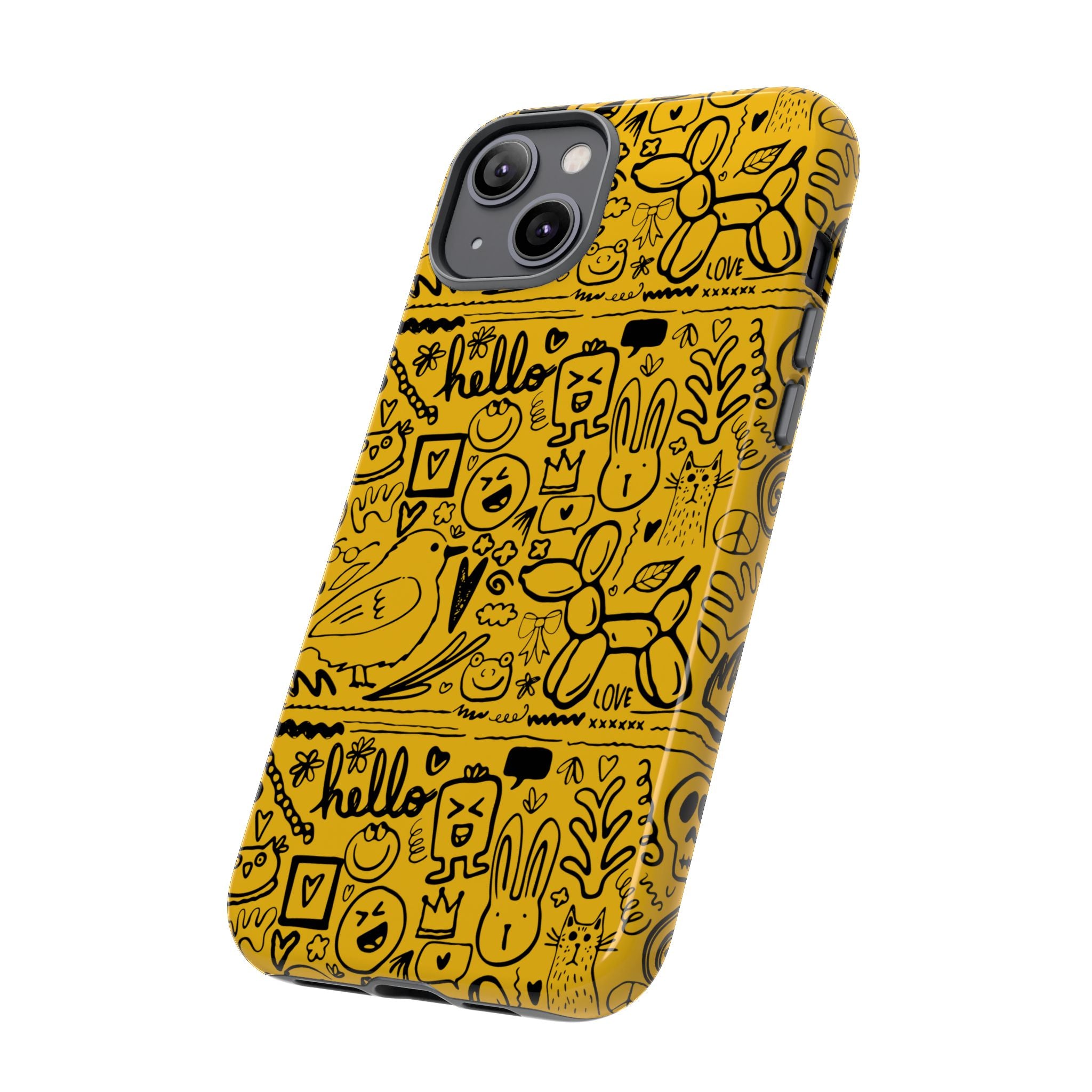 Vibrant Phone Case, Cute Yellow Floral iPhone Cover, Stylish Tough Case, Fun Phone Accessory, Perfect Gift for Teens