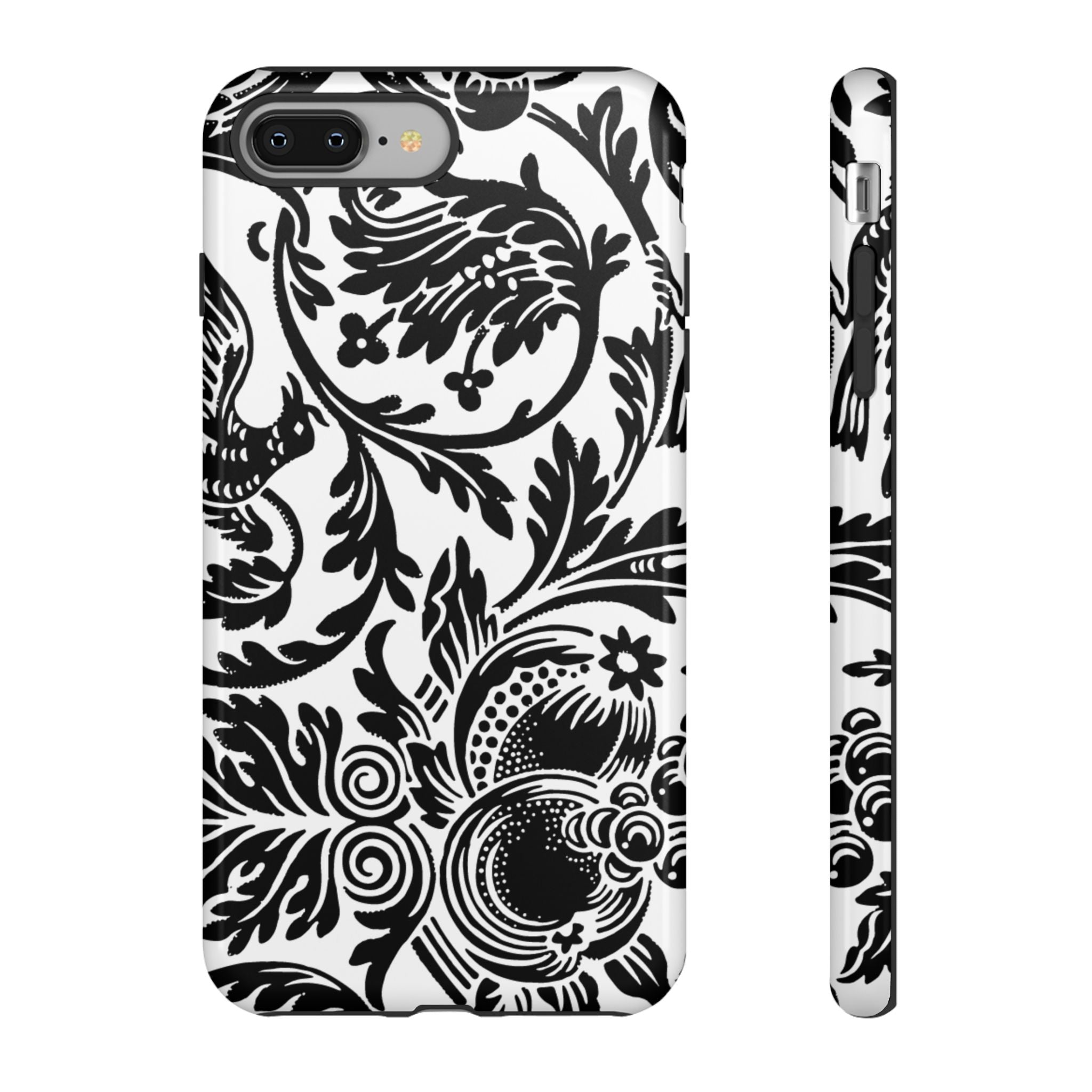 Elegant Black Floral Phone Case, Tough Cases, Stylish Phone Protection, Gift for Her, Floral Design, Trendy Accessories
