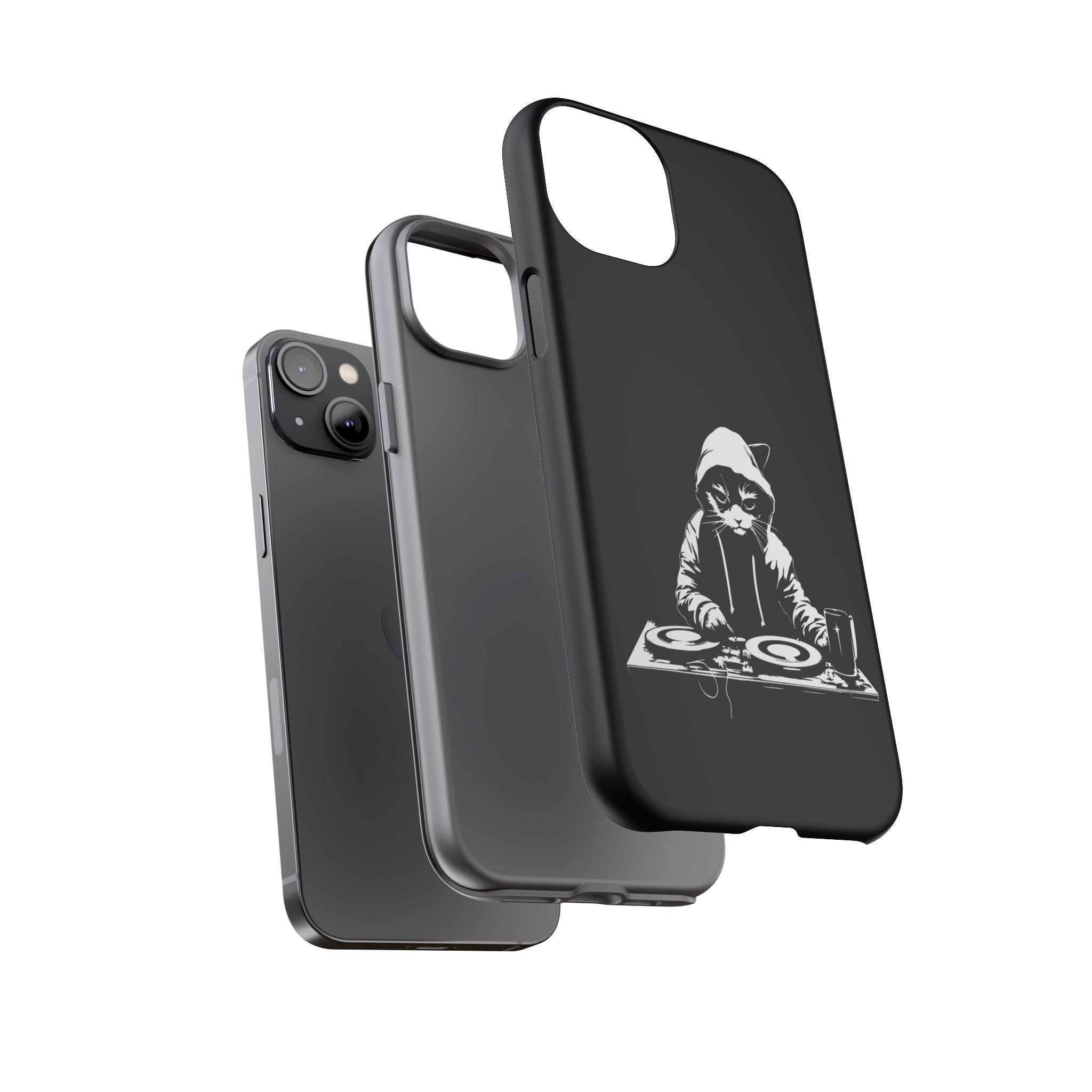 DJ Cat Phone Case, Tough Phone Cover, Pet Lover Gift, Music Enthusiast Accessory, Cute Cat Decor, Unique Case Design