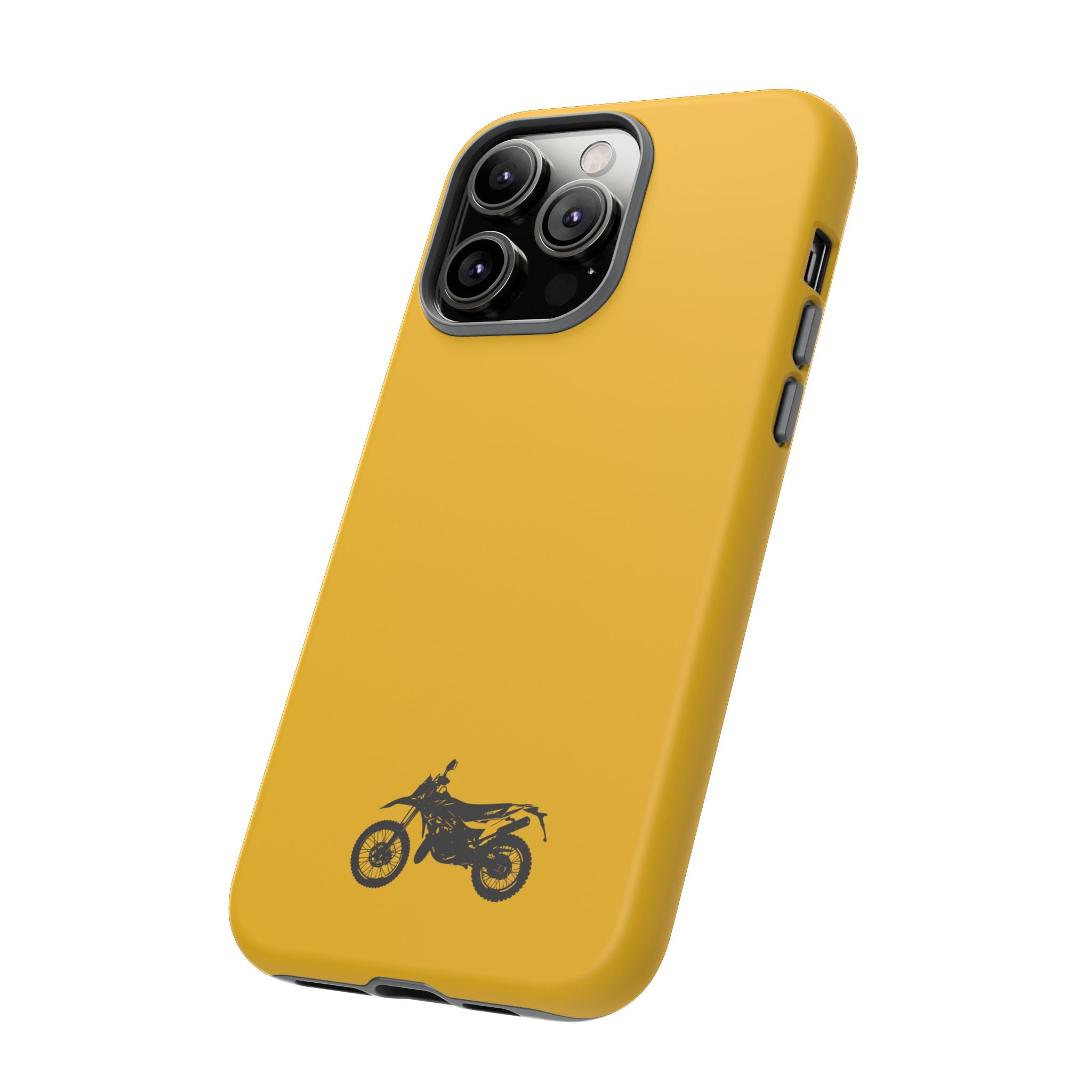 Motorcycle Phone Case, Tough Phone Cover, Gift for Bikers, Durable Tech Accessory, Yellow Motorcycle Design