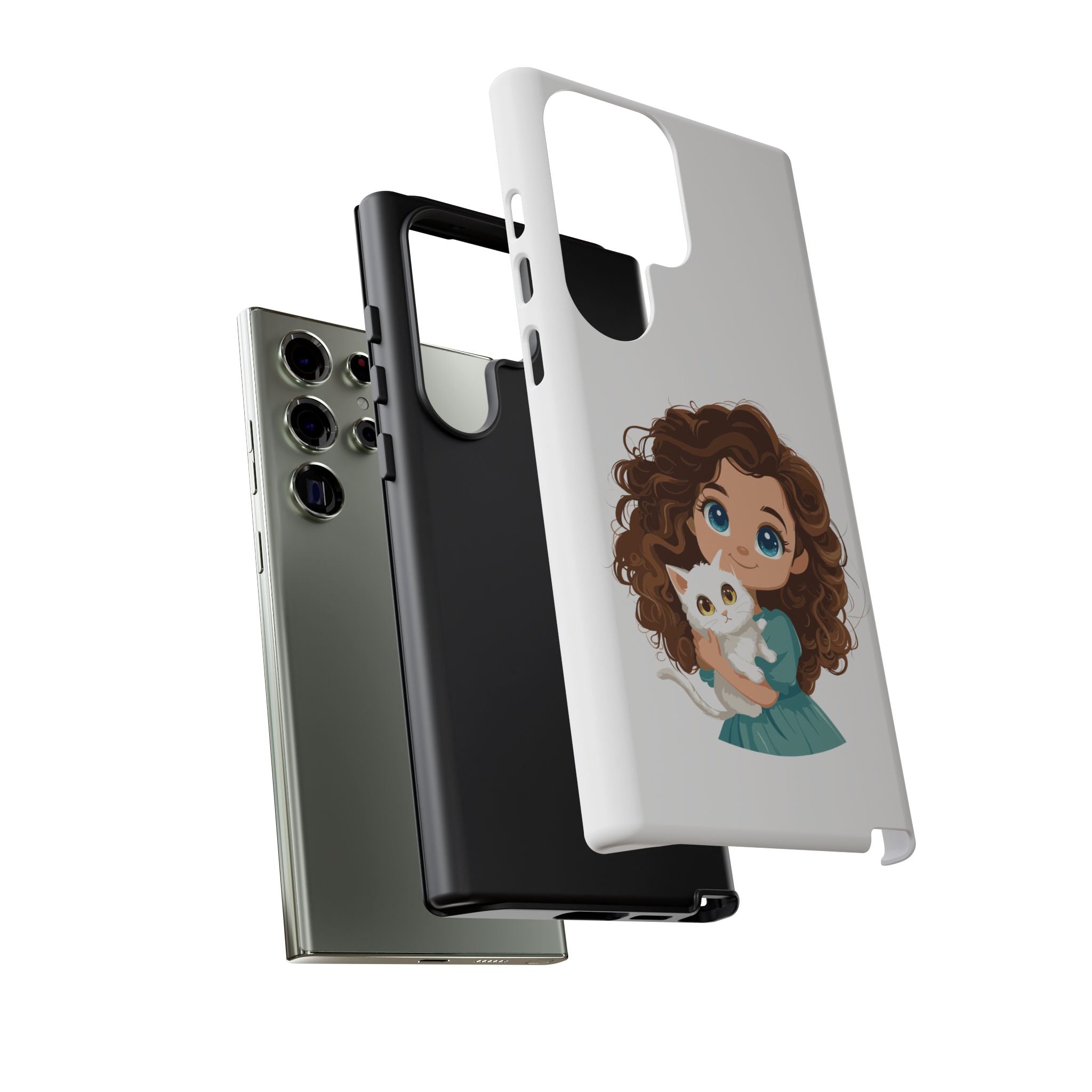 Cute Cat Lover Phone Case, Tough Phone Cover, Pet Lover Gift, Personalized Gift, Kids Phone Case, Animal Lover Accessories