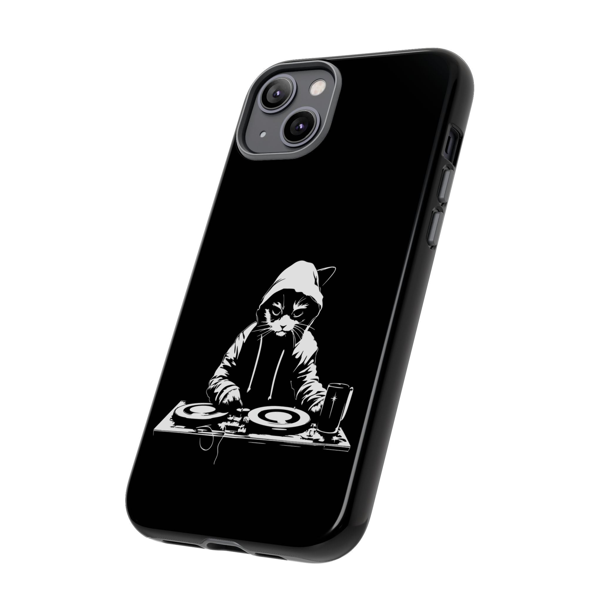 DJ Cat Phone Case, Tough Phone Cover, Pet Lover Gift, Music Enthusiast Accessory, Cute Cat Decor, Unique Case Design