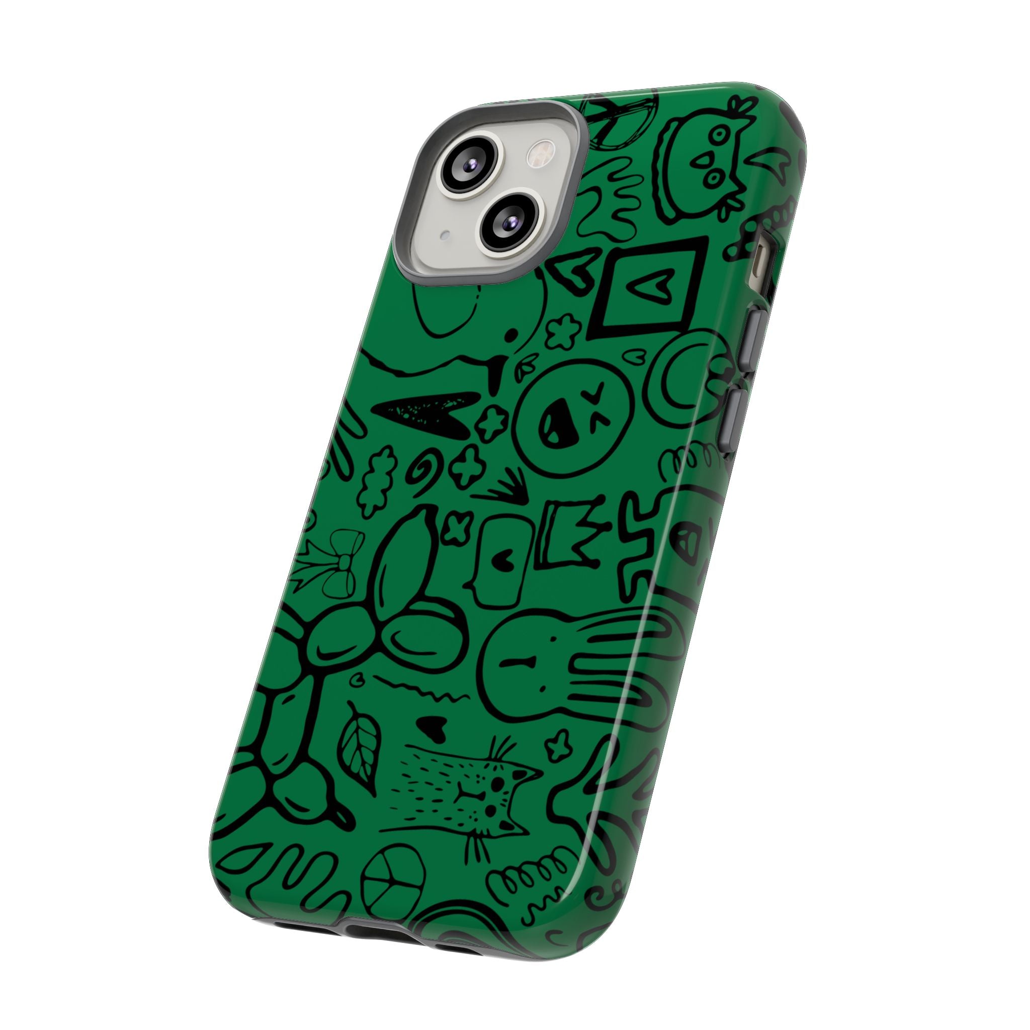 Playful Phone Case, Vibrant Green Tough Case, Quirky Graphic Design, Unique Gift for Kids, Fun Accessories, Christmas, Birthday