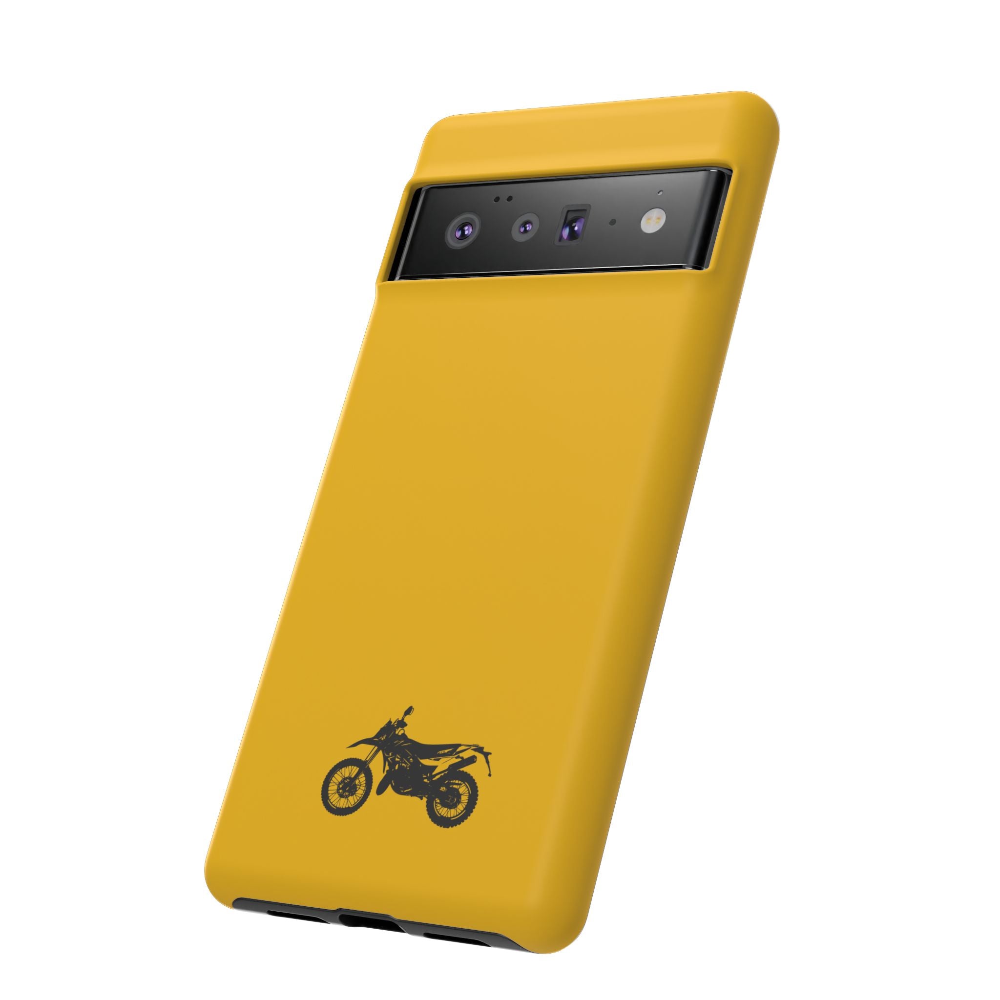 Motorcycle Phone Case, Tough Phone Cover, Gift for Bikers, Durable Tech Accessory, Yellow Motorcycle Design