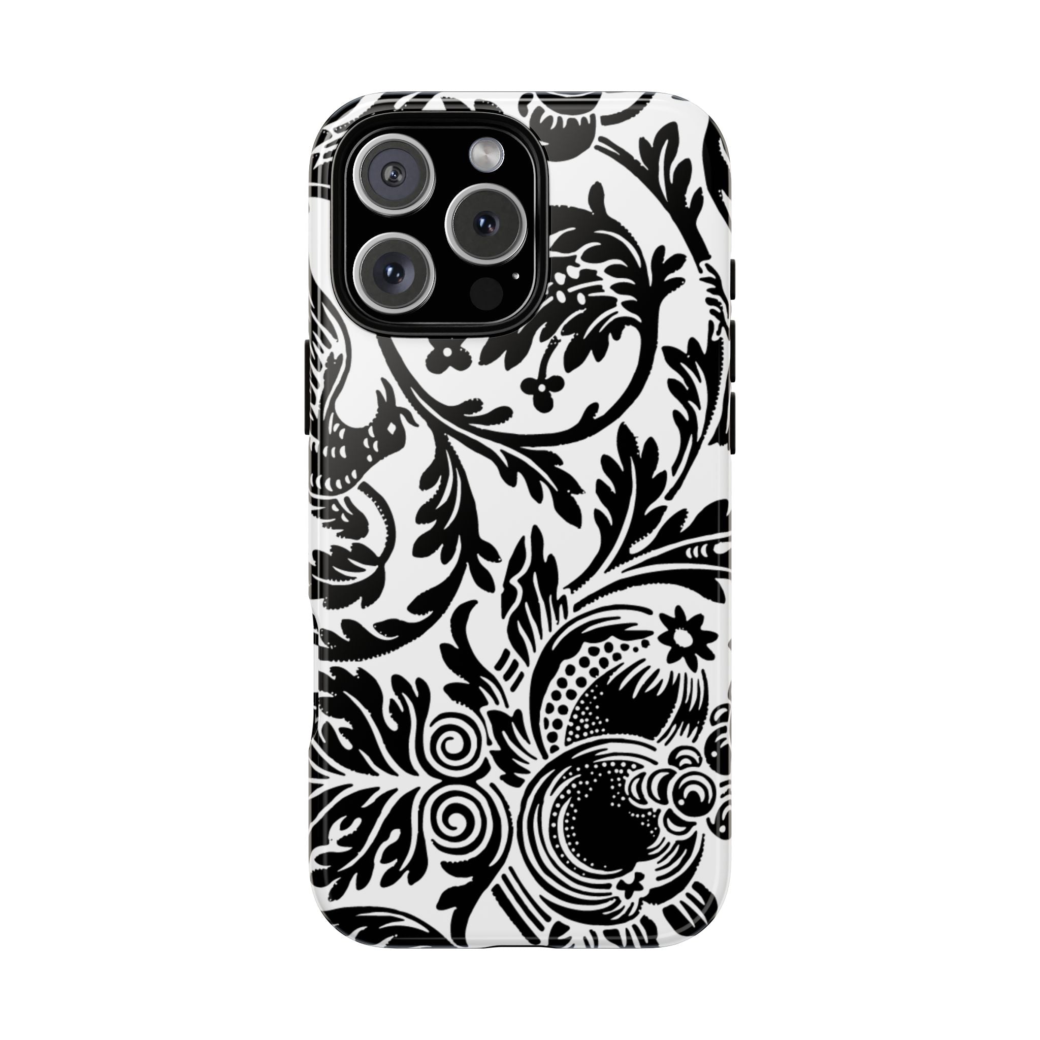 Elegant Black Floral Phone Case, Tough Cases, Stylish Phone Protection, Gift for Her, Floral Design, Trendy Accessories