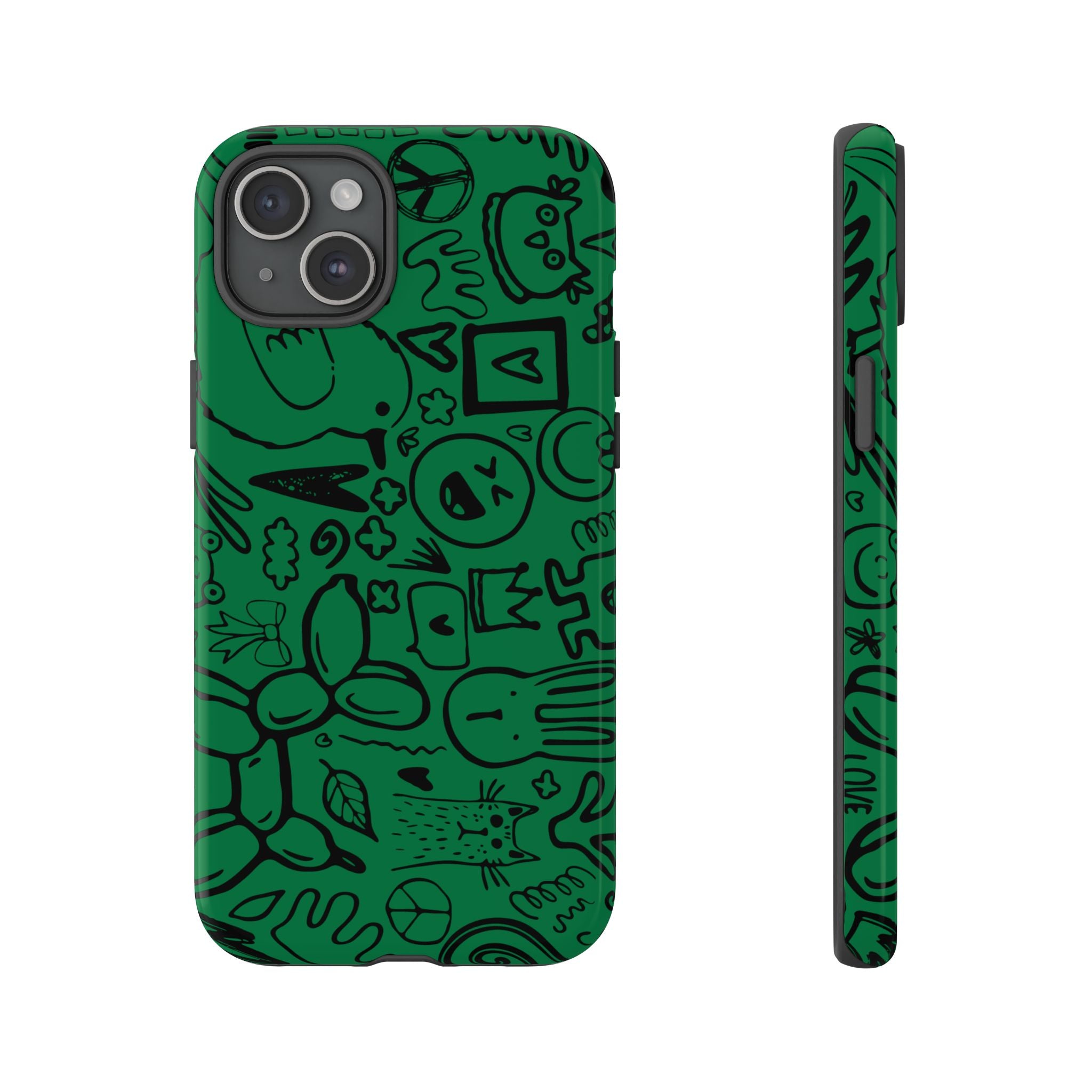 Playful Phone Case, Vibrant Green Tough Case, Quirky Graphic Design, Unique Gift for Kids, Fun Accessories, Christmas, Birthday