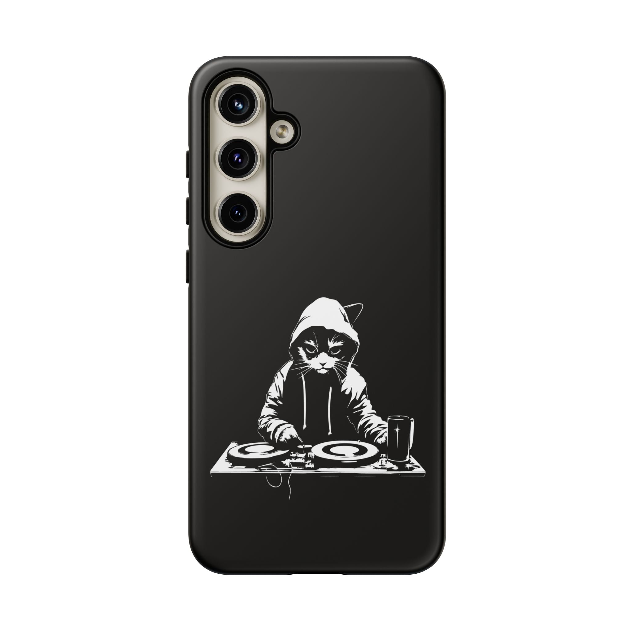 DJ Cat Phone Case, Tough Phone Cover, Pet Lover Gift, Music Enthusiast Accessory, Cute Cat Decor, Unique Case Design