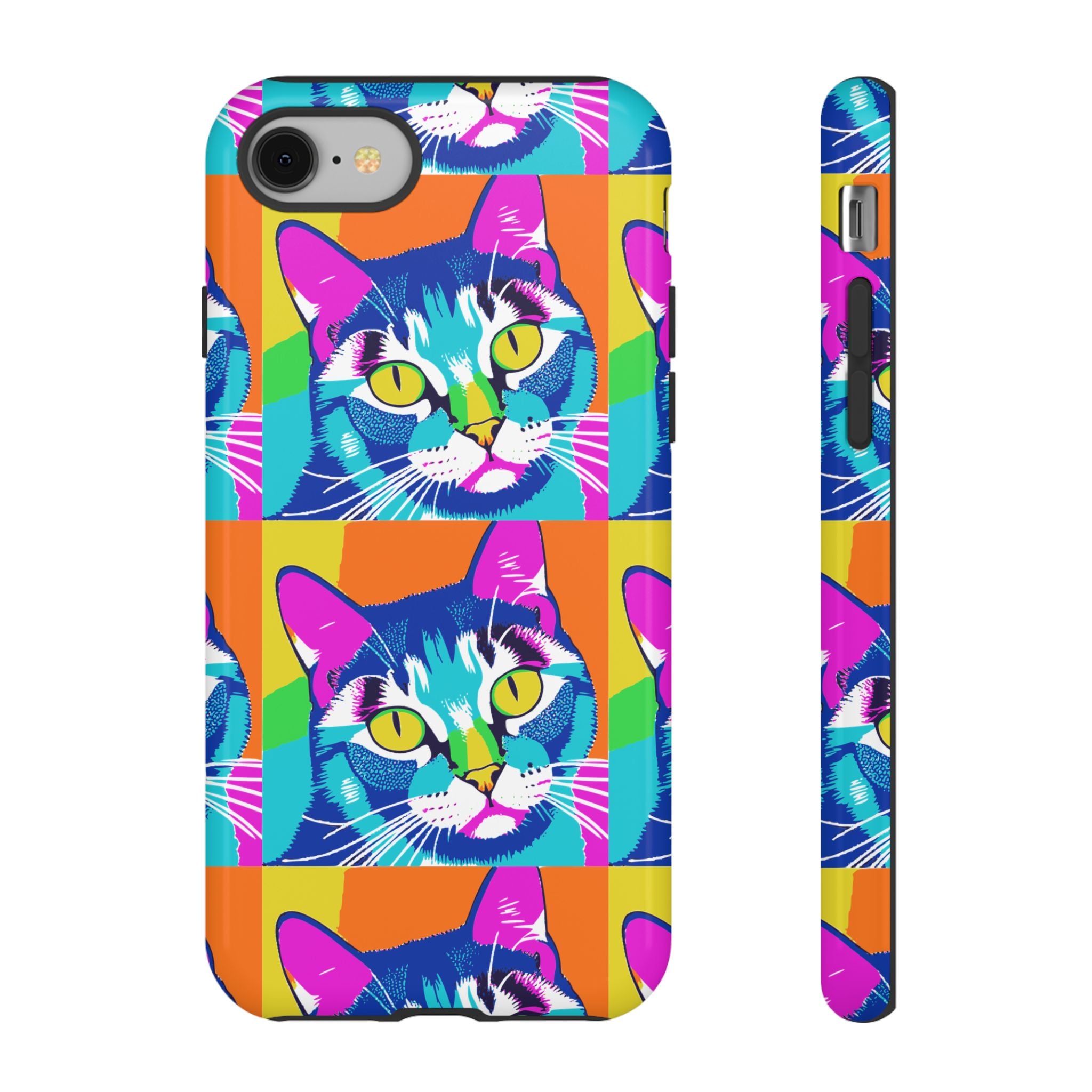 Colorful Cat Phone Case, Vibrant Animal Cover, Unique Pet Lover Gift, Fun Pop Art Style, Trendy Gadget Accessory