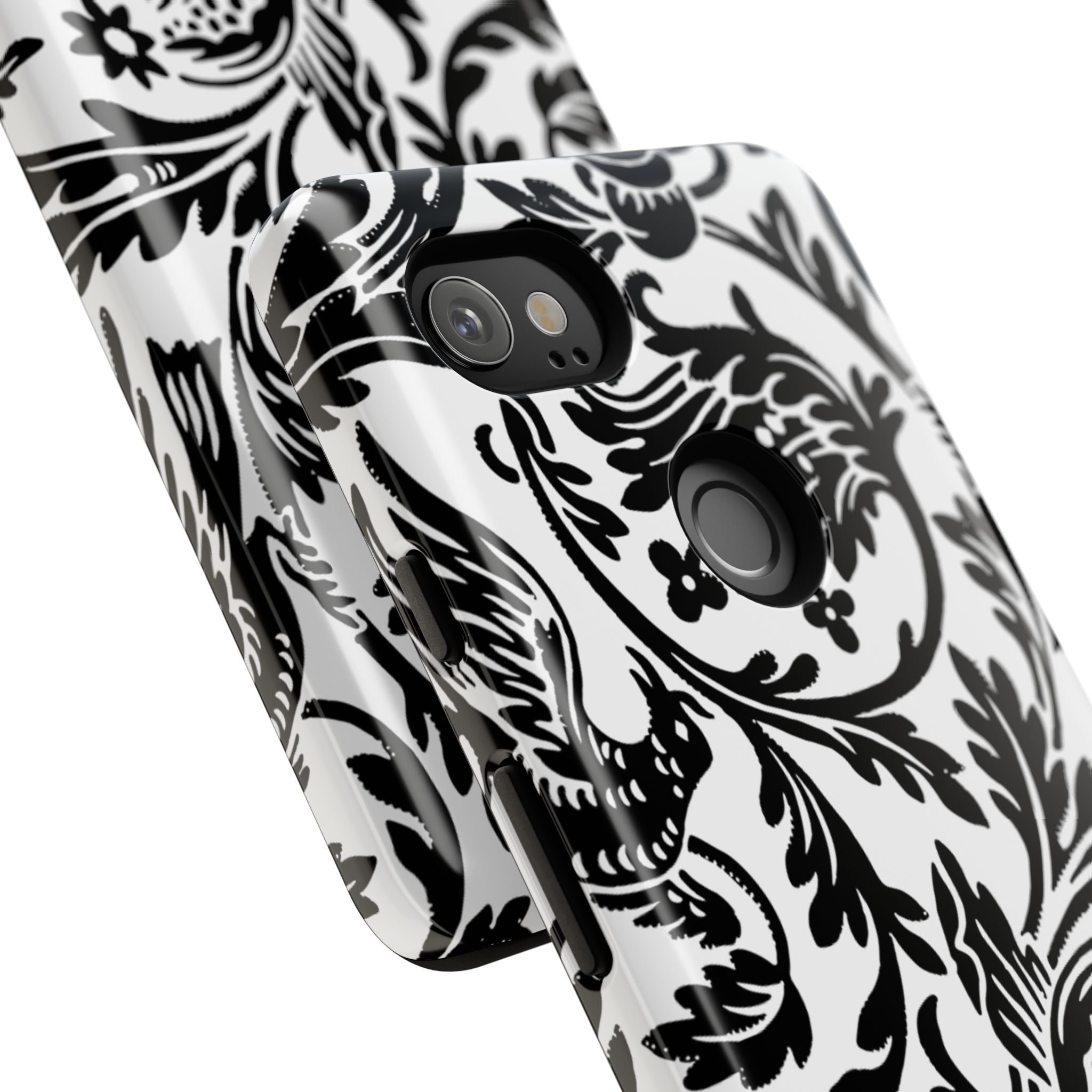 Elegant Black Floral Phone Case, Tough Cases, Stylish Phone Protection, Gift for Her, Floral Design, Trendy Accessories