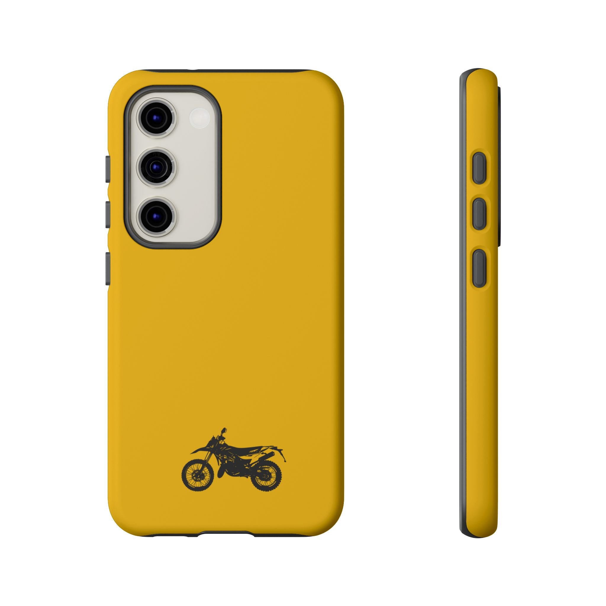 Motorcycle Phone Case, Tough Phone Cover, Gift for Bikers, Durable Tech Accessory, Yellow Motorcycle Design