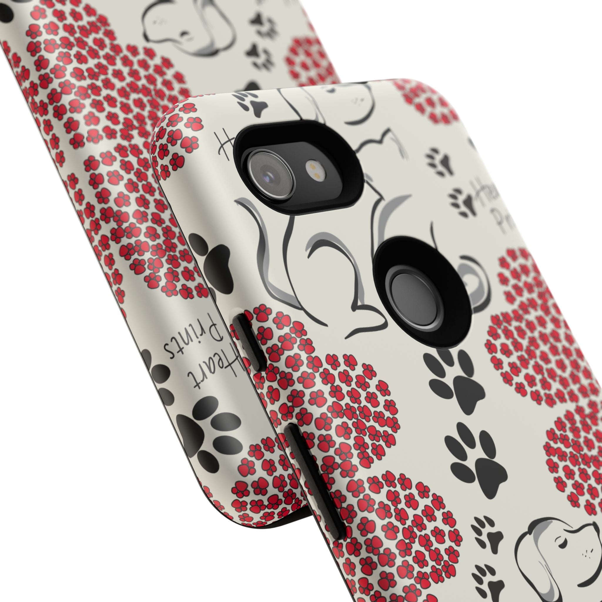 Stylish Phone Case with Heart Prints for Pet Lovers, Dog Lover Gift, Floral Pattern, Customizable Design, Cute Animal Accessories