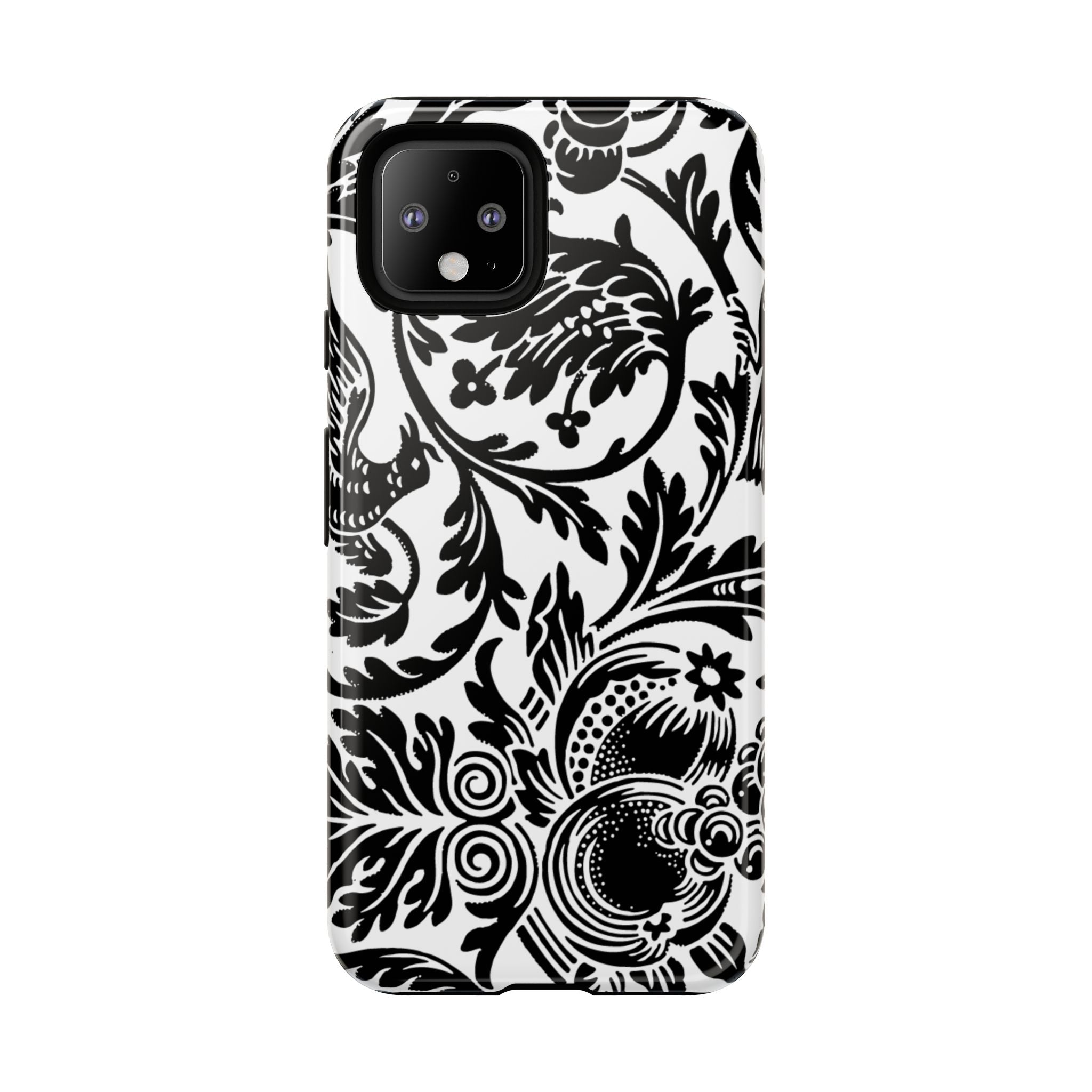Elegant Black Floral Phone Case, Tough Cases, Stylish Phone Protection, Gift for Her, Floral Design, Trendy Accessories