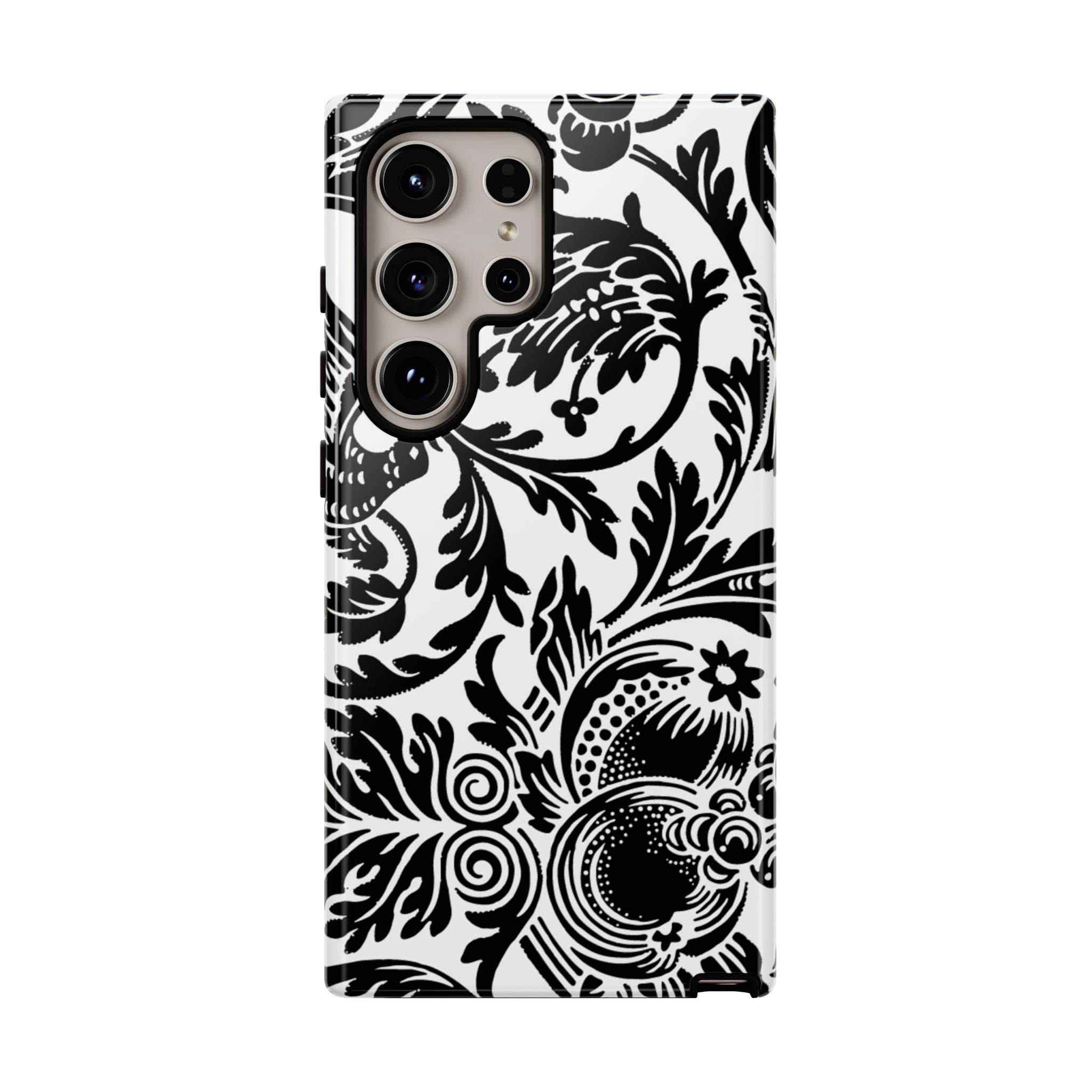 Elegant Black Floral Phone Case, Tough Cases, Stylish Phone Protection, Gift for Her, Floral Design, Trendy Accessories