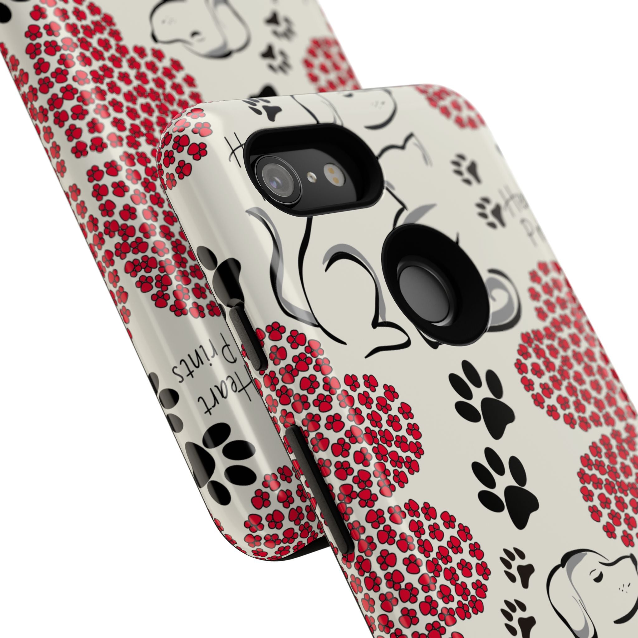 Stylish Phone Case with Heart Prints for Pet Lovers, Dog Lover Gift, Floral Pattern, Customizable Design, Cute Animal Accessories