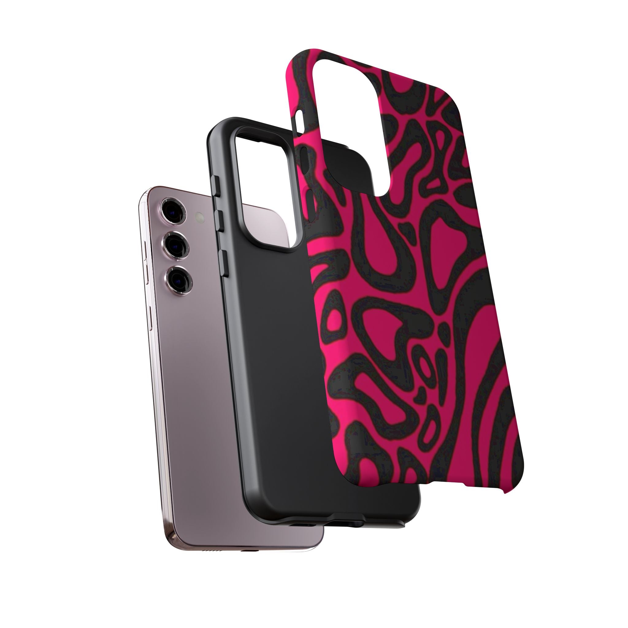 Bold Pink Patterned Phone Case, Stylish Tough Case, Trendy Accessory, Gift for Her, Tech Protection