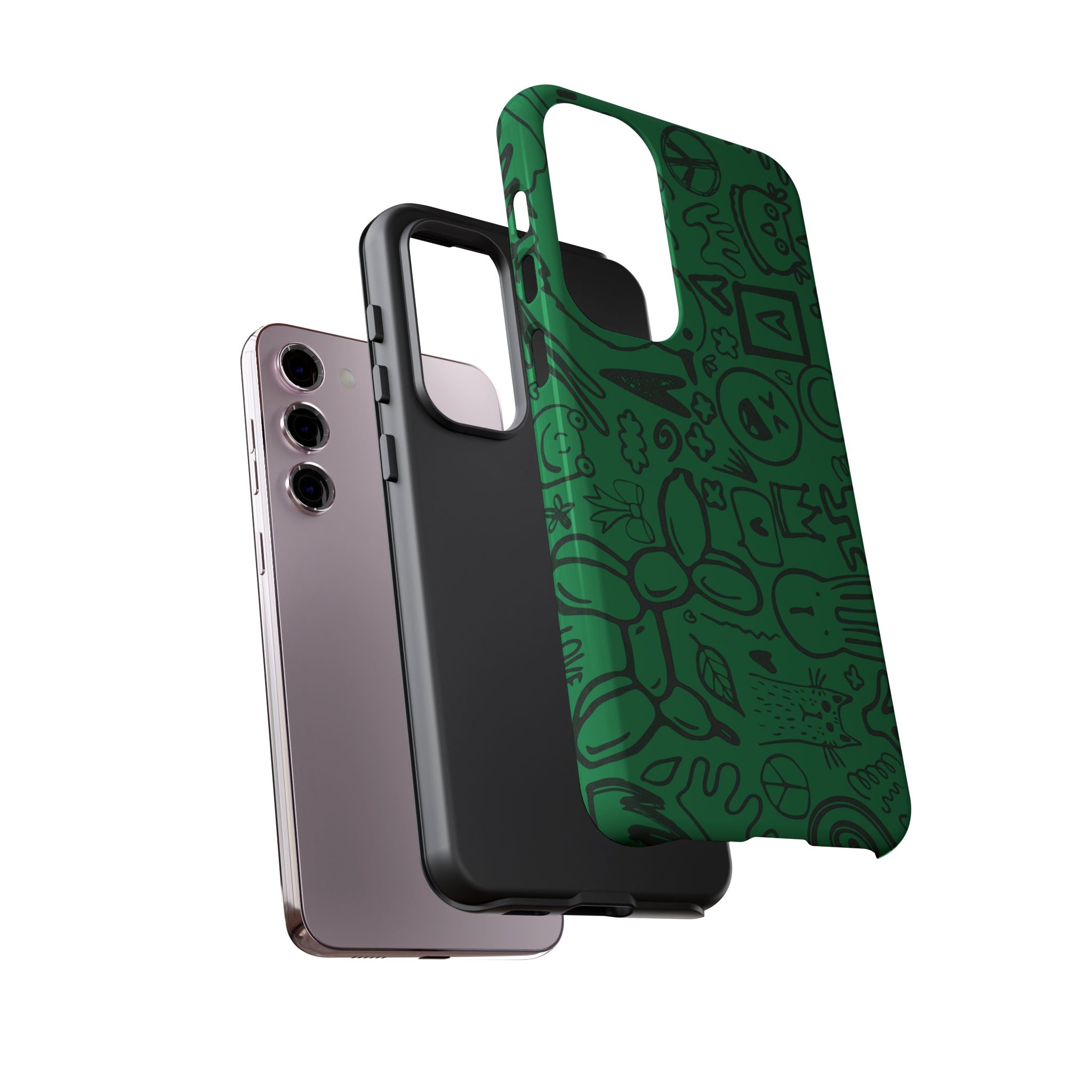 Playful Phone Case, Vibrant Green Tough Case, Quirky Graphic Design, Unique Gift for Kids, Fun Accessories, Christmas, Birthday