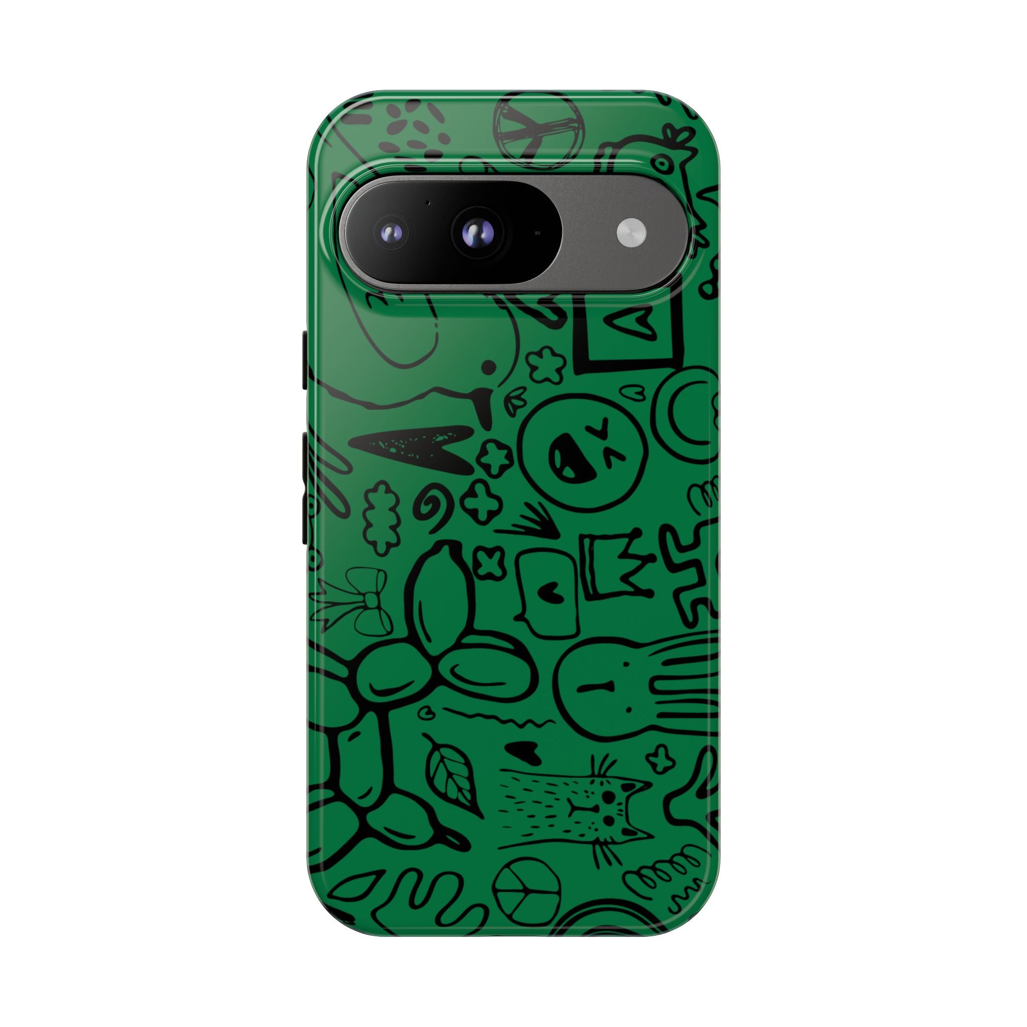 Playful Phone Case, Vibrant Green Tough Case, Quirky Graphic Design, Unique Gift for Kids, Fun Accessories, Christmas, Birthday
