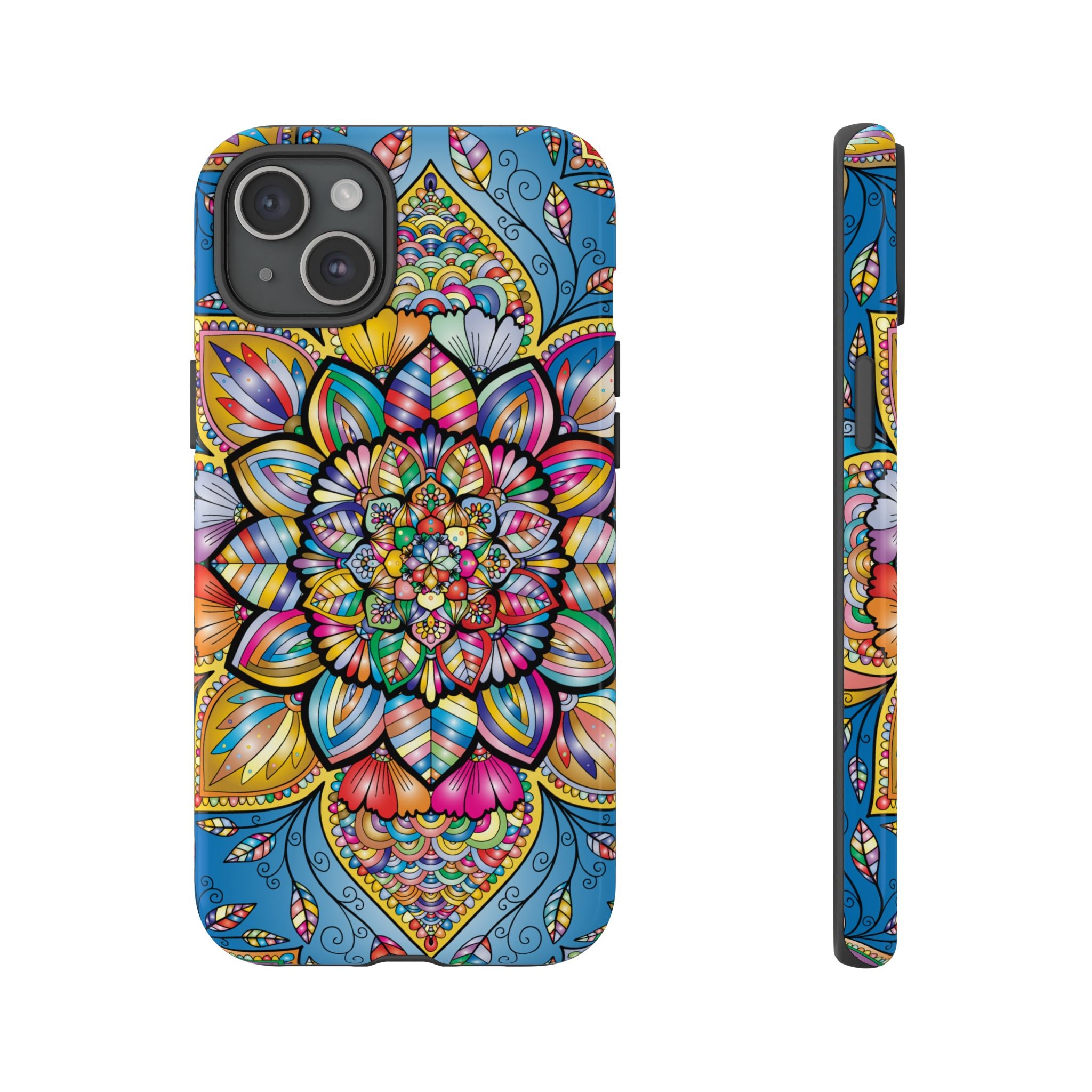 Vibrant Floral Phone Case, Tough Phone Cover, Colorful Mobile Accessory, Artistic Gift, Mandala Design, Everyday Use