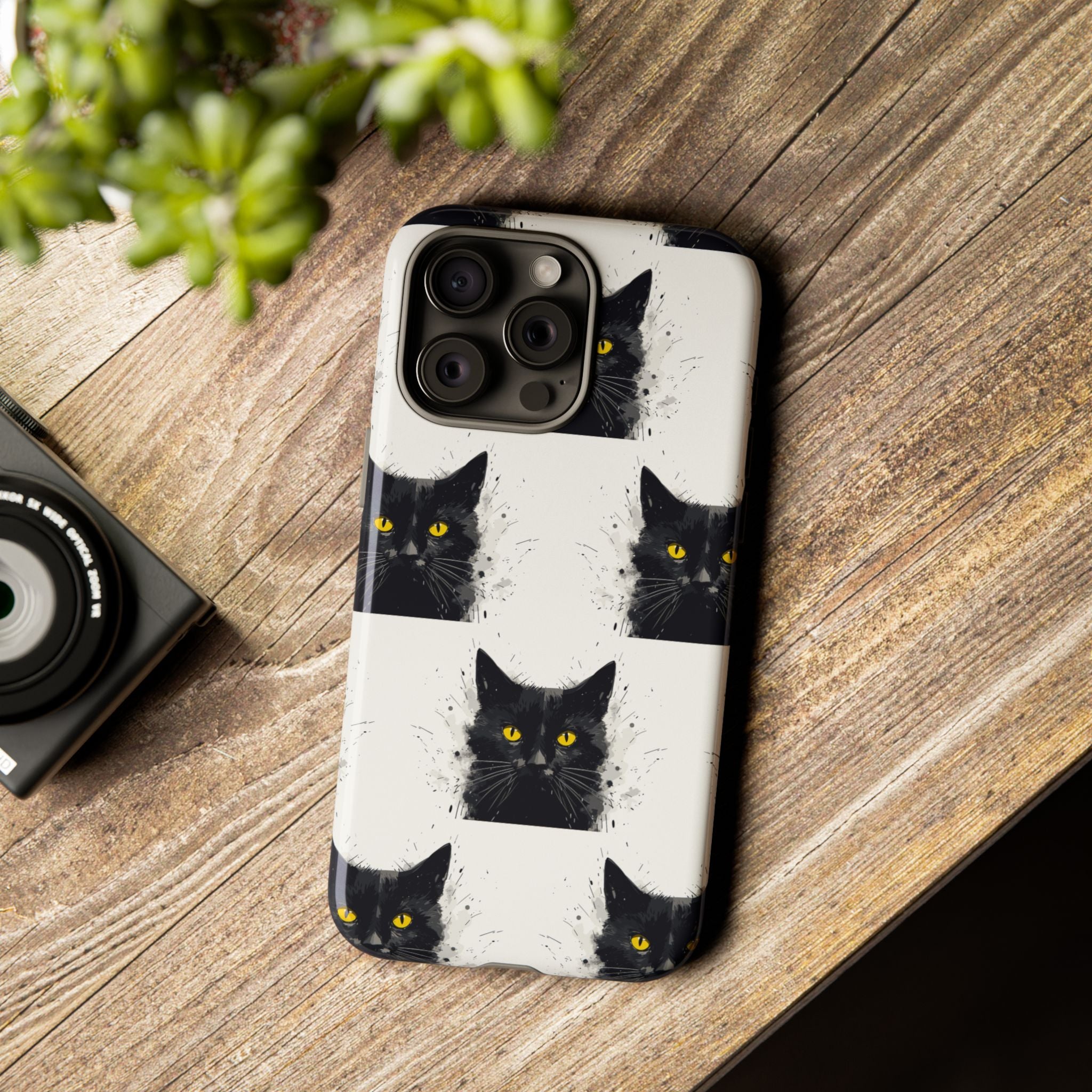 Black Cat Phone Case, Tough Cases, Cat Lover Gift, Unique Design, Halloween, Animal Accessories, Custom Phone Cover