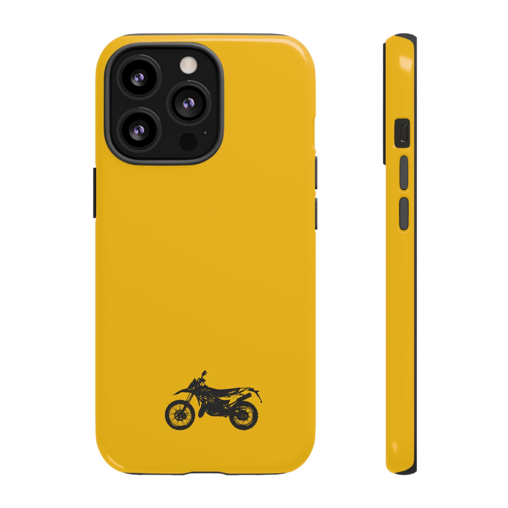 Motorcycle Phone Case, Tough Phone Cover, Gift for Bikers, Durable Tech Accessory, Yellow Motorcycle Design