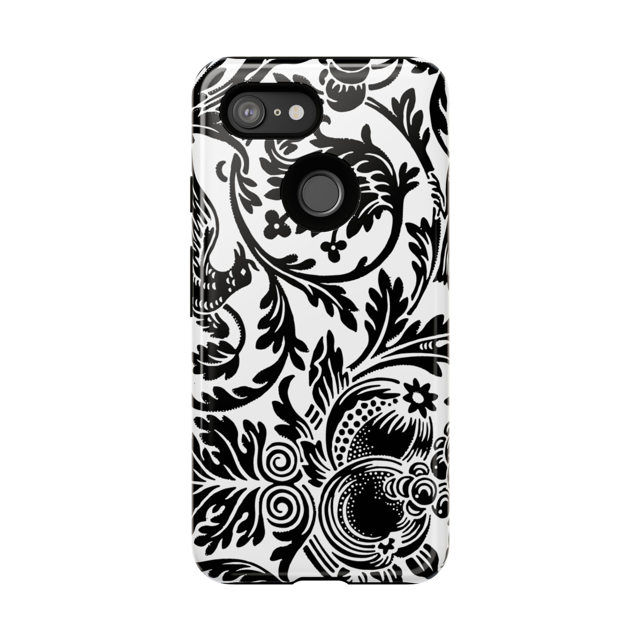 Elegant Black Floral Phone Case, Tough Cases, Stylish Phone Protection, Gift for Her, Floral Design, Trendy Accessories