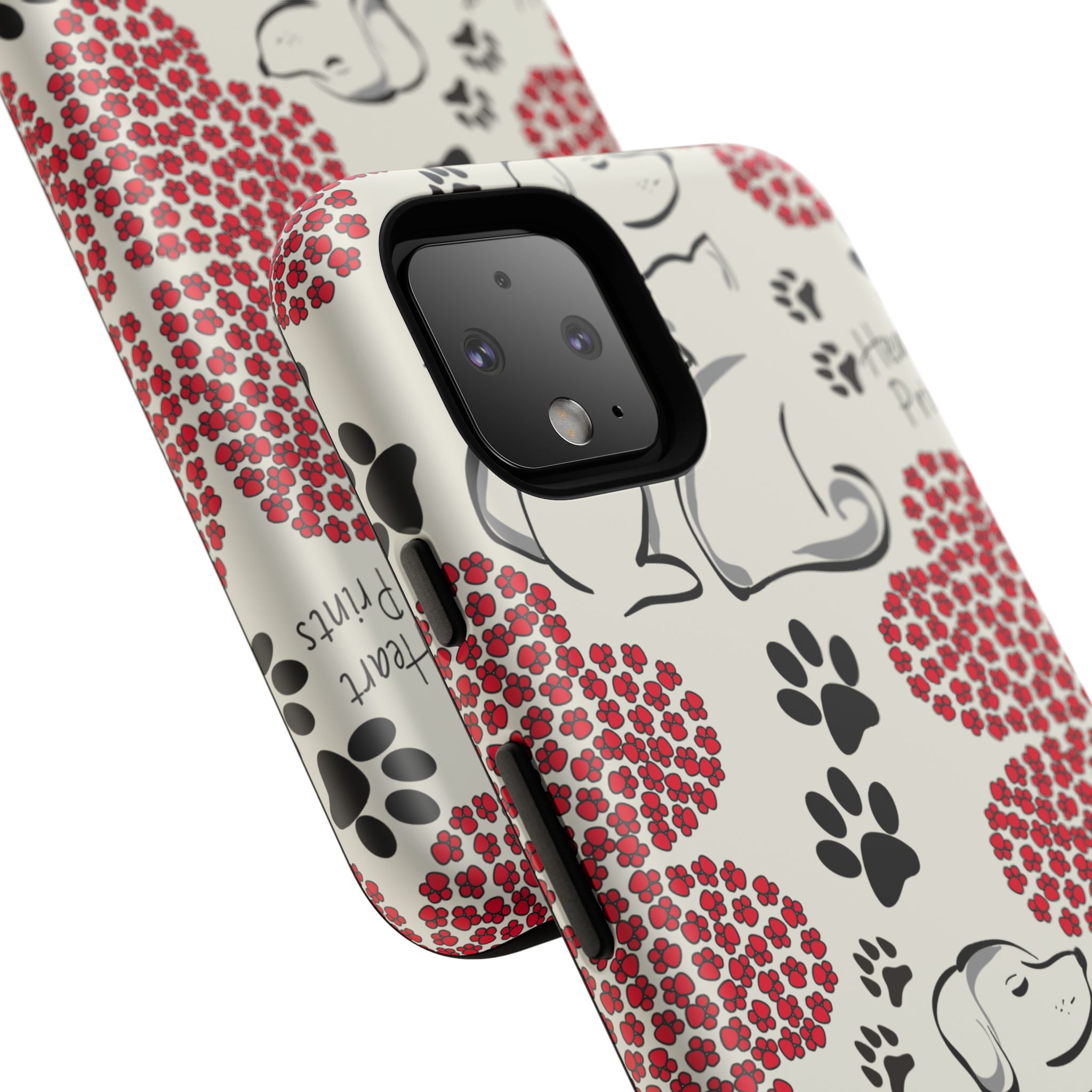 Stylish Phone Case with Heart Prints for Pet Lovers, Dog Lover Gift, Floral Pattern, Customizable Design, Cute Animal Accessories