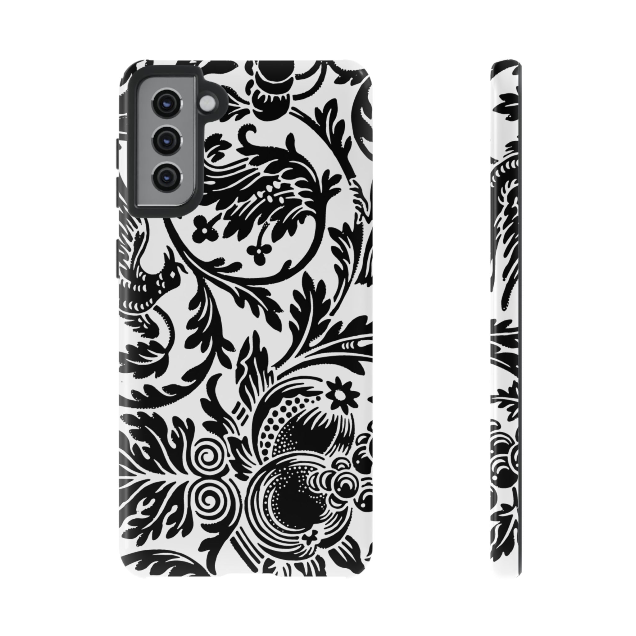 Elegant Black Floral Phone Case, Tough Cases, Stylish Phone Protection, Gift for Her, Floral Design, Trendy Accessories