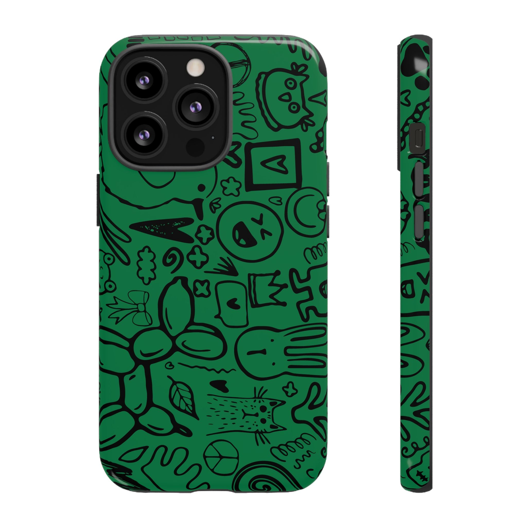 Playful Phone Case, Vibrant Green Tough Case, Quirky Graphic Design, Unique Gift for Kids, Fun Accessories, Christmas, Birthday