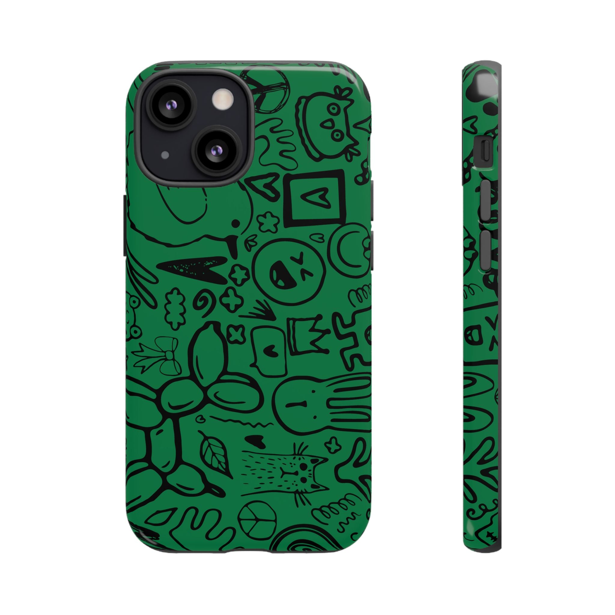Playful Phone Case, Vibrant Green Tough Case, Quirky Graphic Design, Unique Gift for Kids, Fun Accessories, Christmas, Birthday