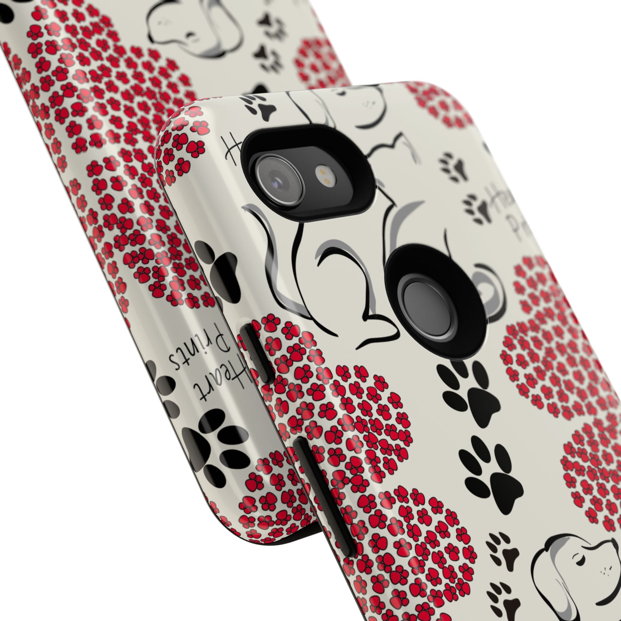 Stylish Phone Case with Heart Prints for Pet Lovers, Dog Lover Gift, Floral Pattern, Customizable Design, Cute Animal Accessories