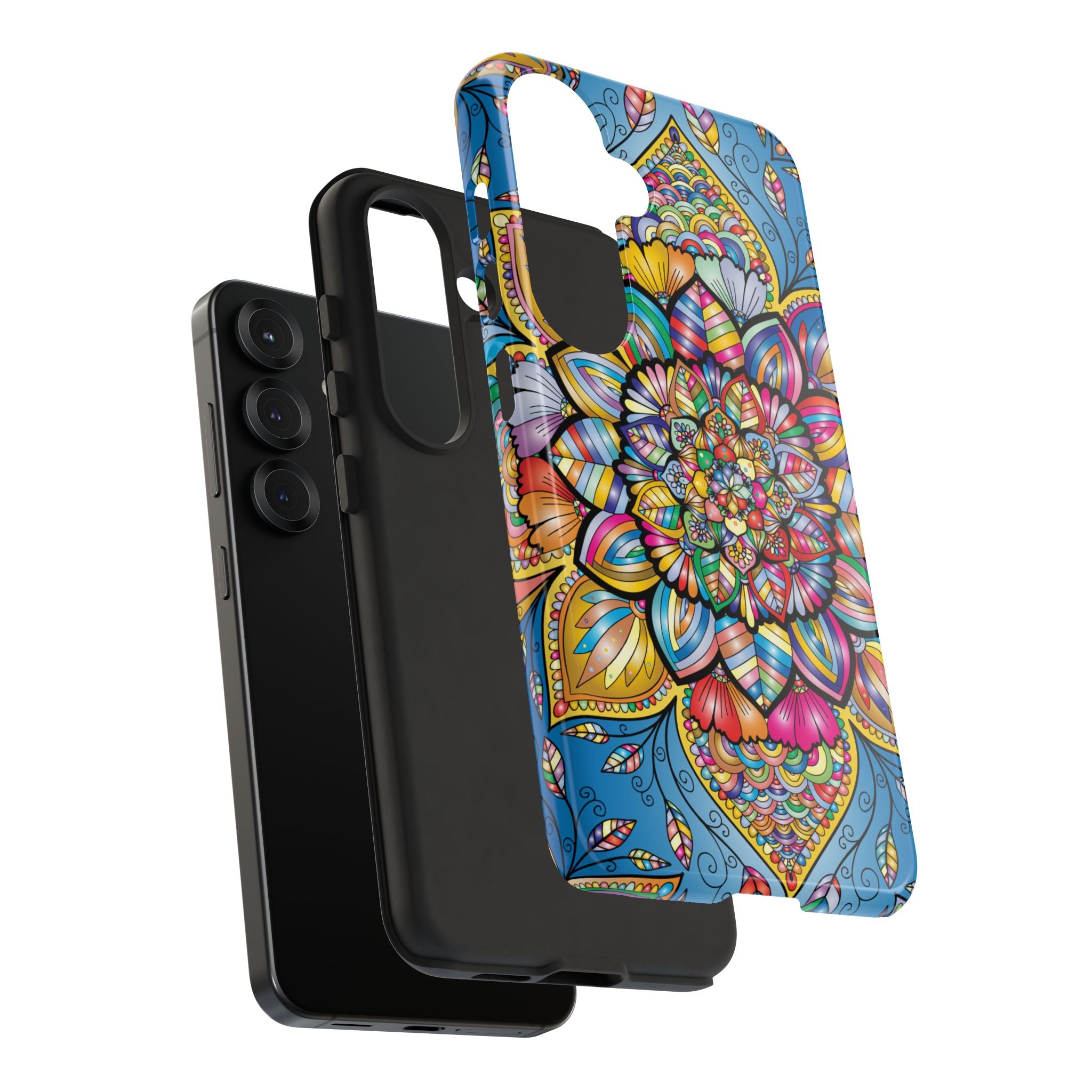 Vibrant Floral Phone Case, Tough Phone Cover, Colorful Mobile Accessory, Artistic Gift, Mandala Design, Everyday Use