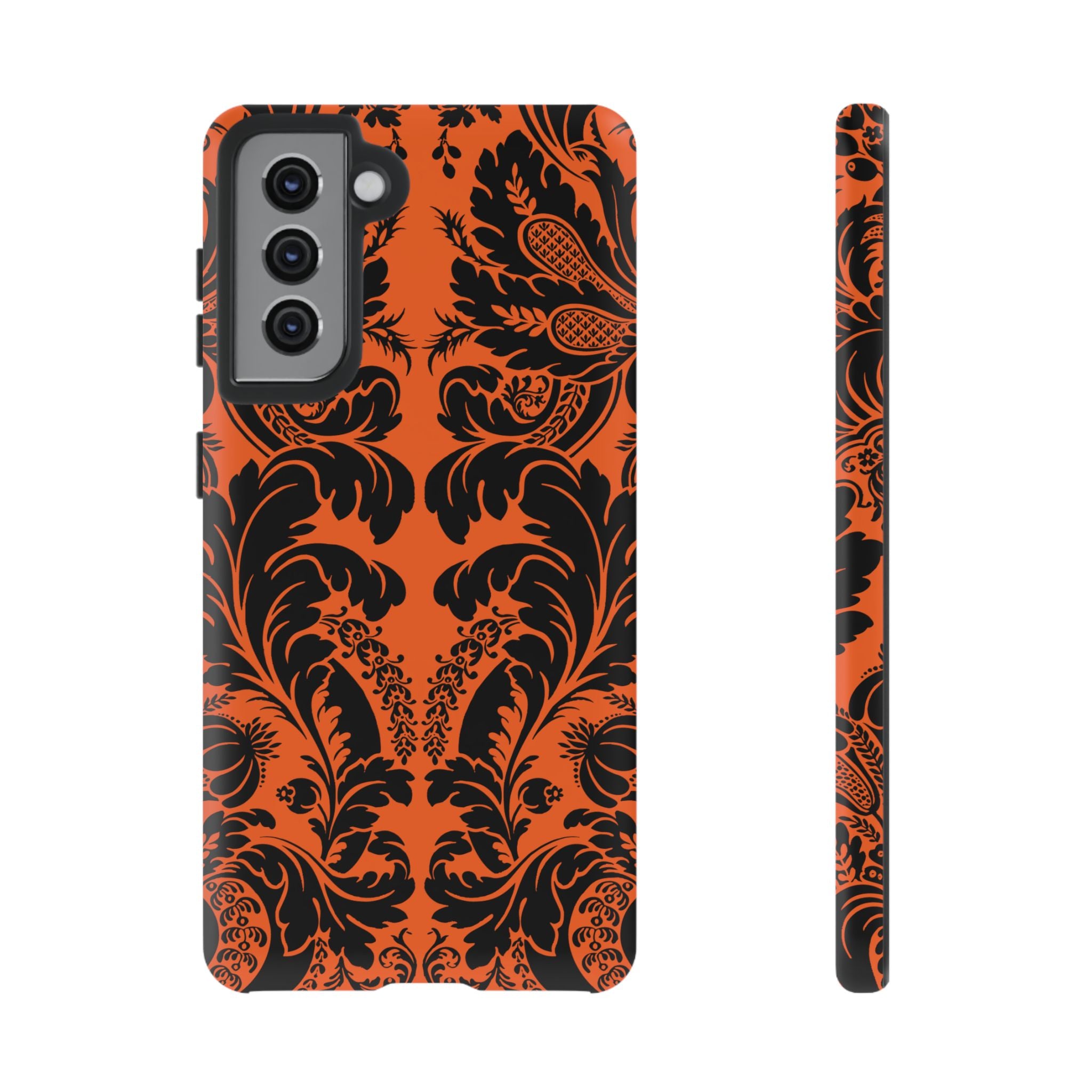 Elegant Phone Case with Orange Floral Design | Tough Cases, Smartphone Cover, Gift for Her, Floral Patterns, Stylish Accessories