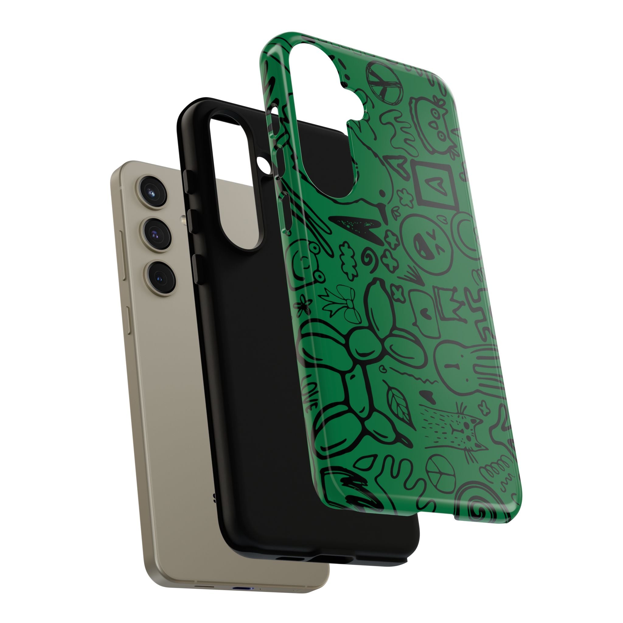 Playful Phone Case, Vibrant Green Tough Case, Quirky Graphic Design, Unique Gift for Kids, Fun Accessories, Christmas, Birthday