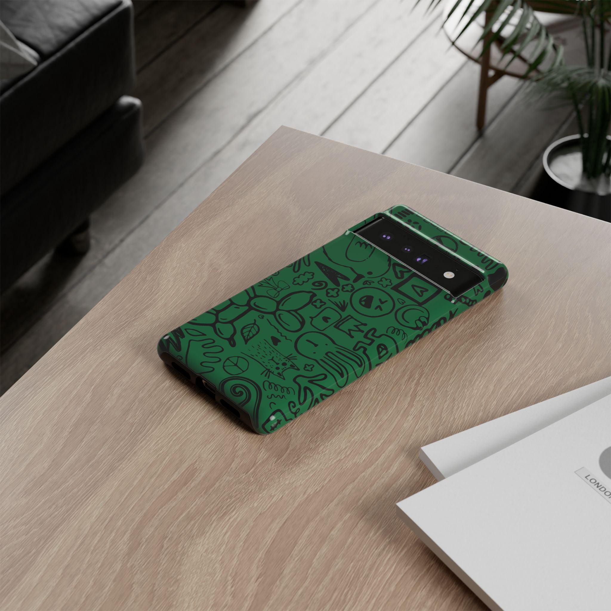 Playful Phone Case, Vibrant Green Tough Case, Quirky Graphic Design, Unique Gift for Kids, Fun Accessories, Christmas, Birthday