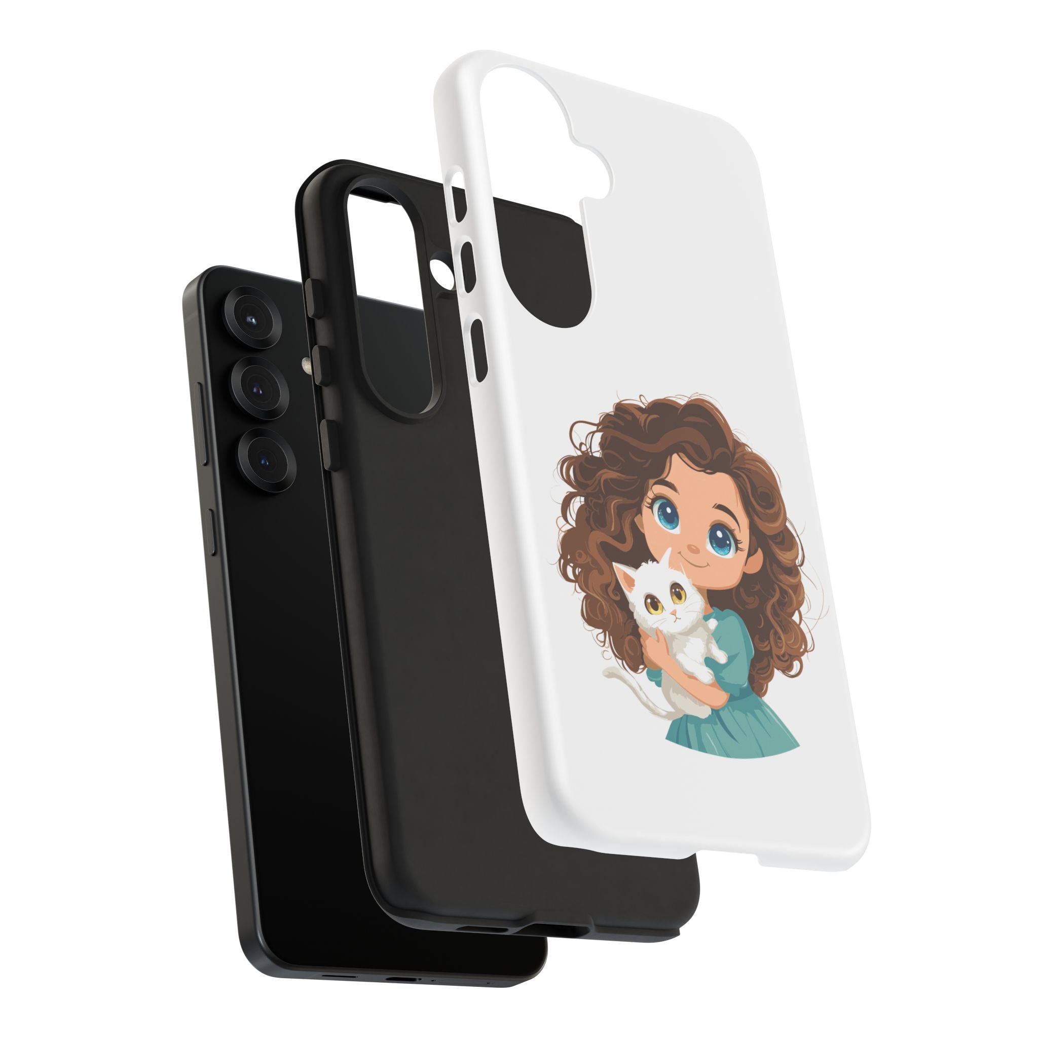 Cute Cat Lover Phone Case, Tough Phone Cover, Pet Lover Gift, Personalized Gift, Kids Phone Case, Animal Lover Accessories
