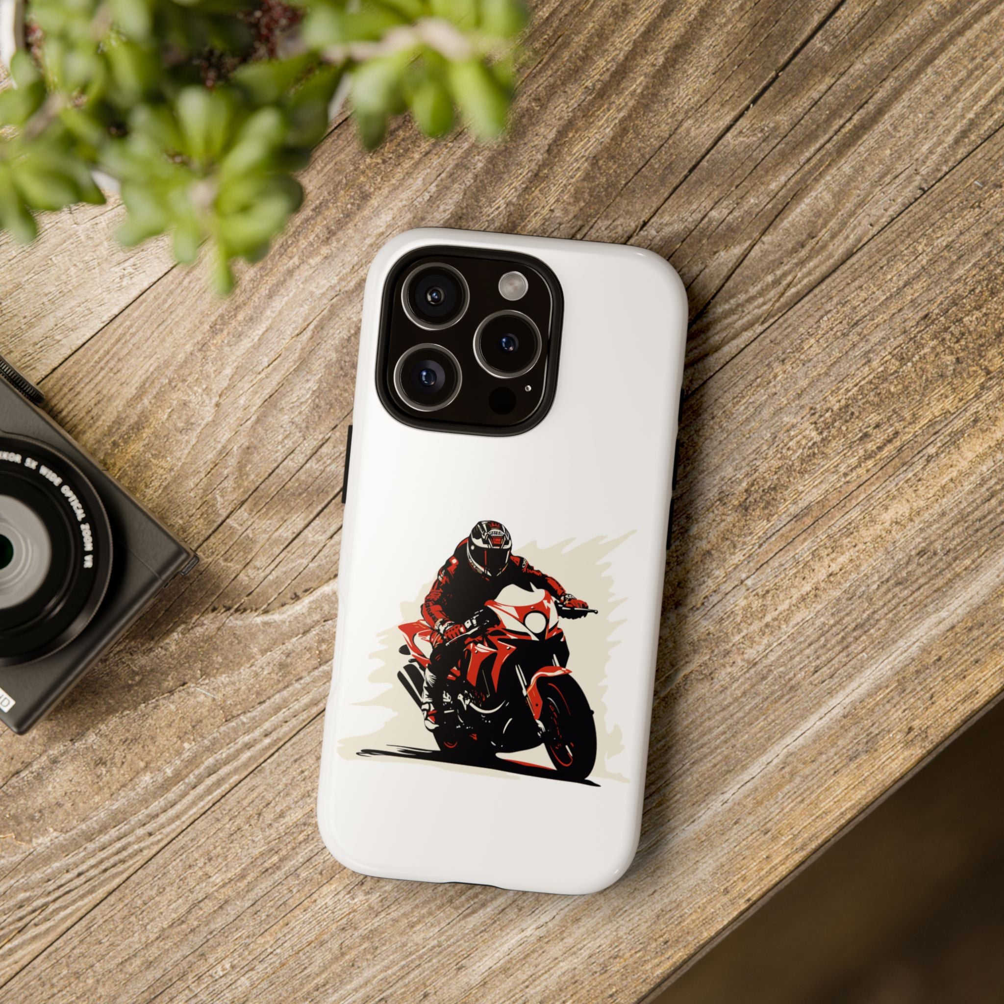 Motorcycle Phone Case, Tough Cases for Riders, Biker Accessory, Gifts for Motorcyclists, Red Bike Design