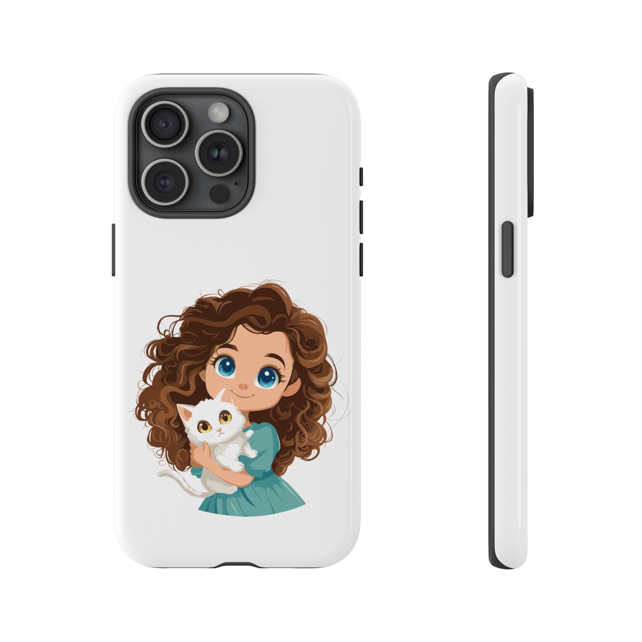 Cute Cat Lover Phone Case, Tough Phone Cover, Pet Lover Gift, Personalized Gift, Kids Phone Case, Animal Lover Accessories