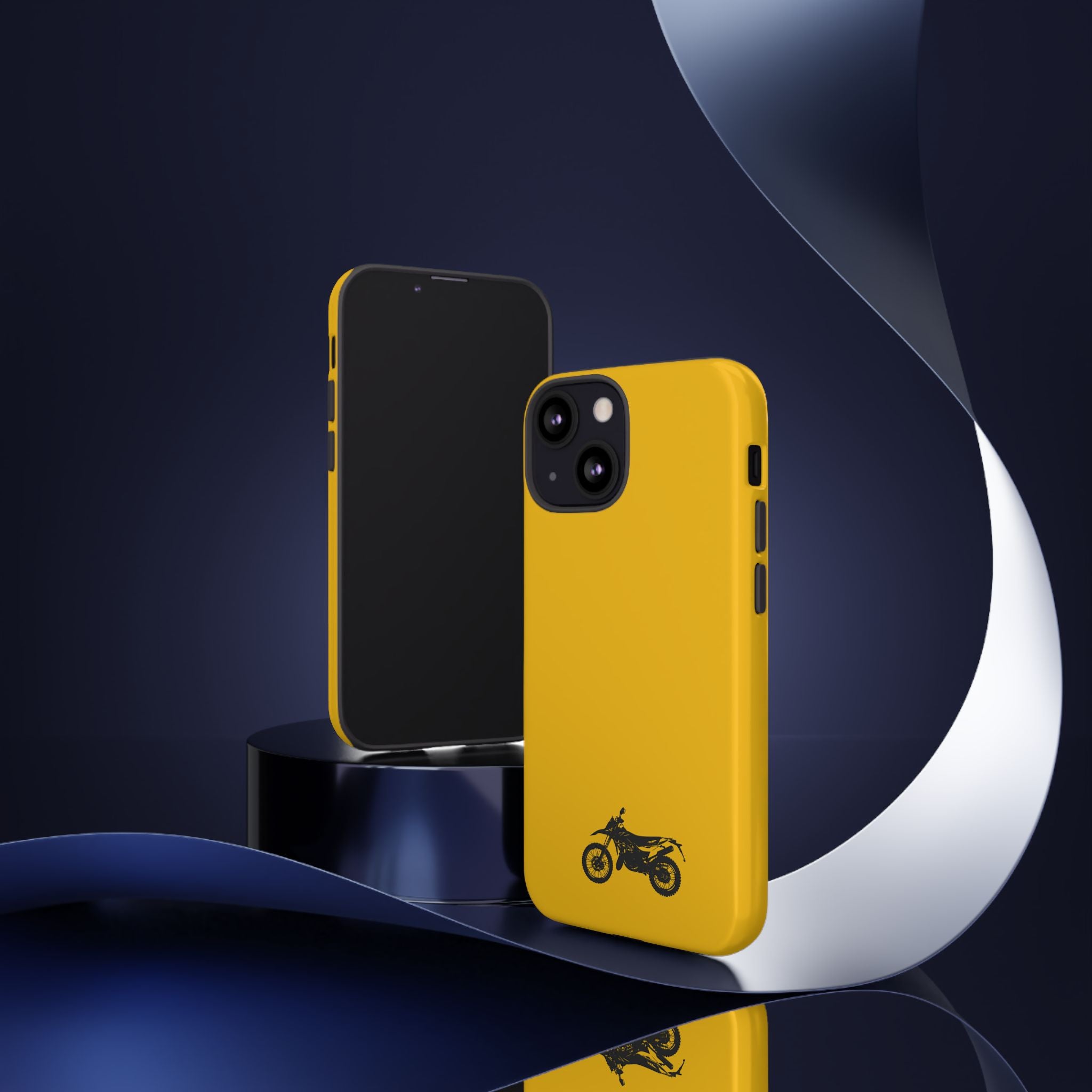 Motorcycle Phone Case, Tough Phone Cover, Gift for Bikers, Durable Tech Accessory, Yellow Motorcycle Design