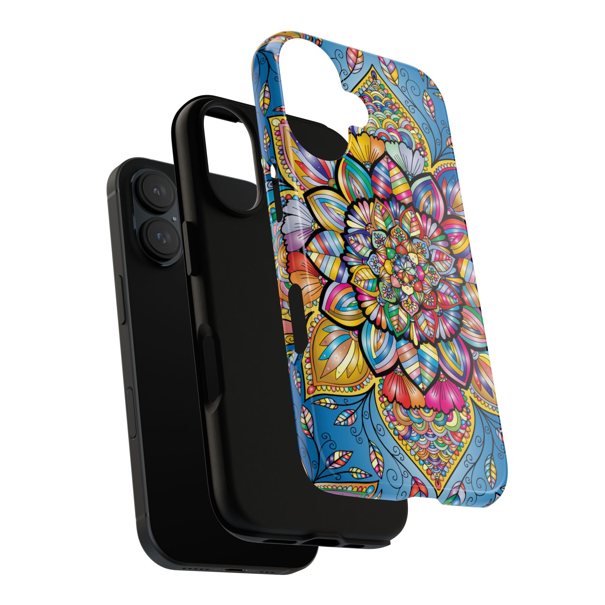 Vibrant Floral Phone Case, Tough Phone Cover, Colorful Mobile Accessory, Artistic Gift, Mandala Design, Everyday Use