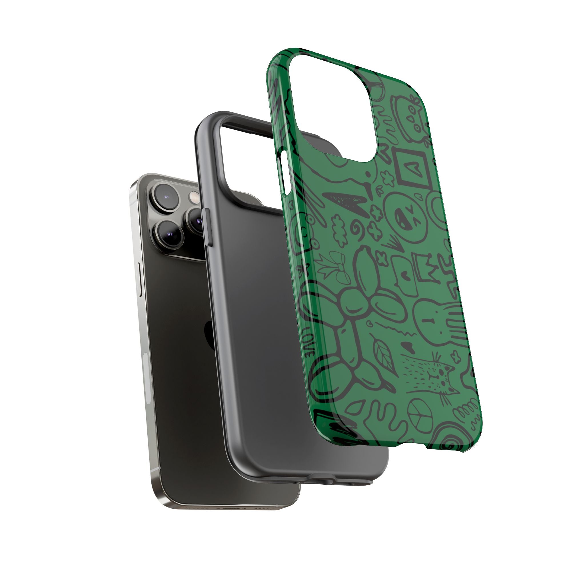 Playful Phone Case, Vibrant Green Tough Case, Quirky Graphic Design, Unique Gift for Kids, Fun Accessories, Christmas, Birthday